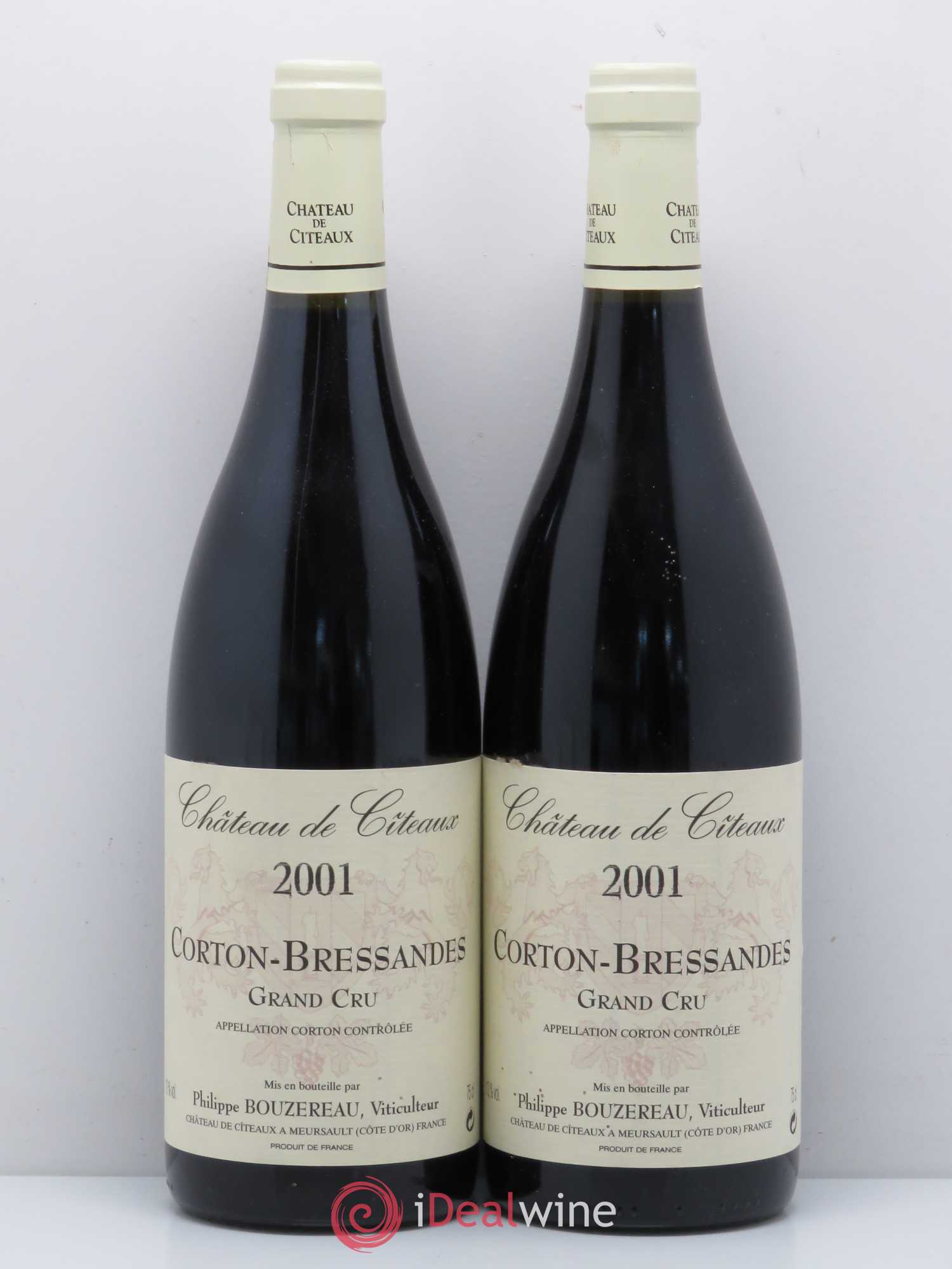 Corton Grand Cru Bressandes Château de Cîteaux Philippe Bouzereau 2001 - Posten von 2 Flaschen - 0