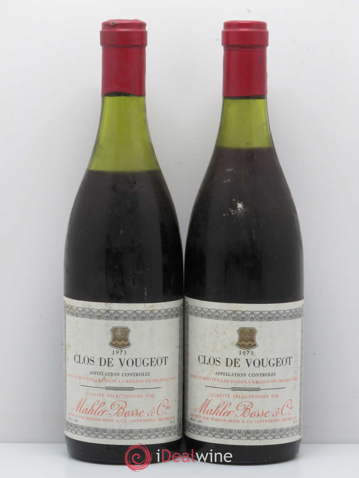 Clos de Vougeot Grand Cru Négoce Mahler Besse 1973 - Lot de 2 bouteilles - 0