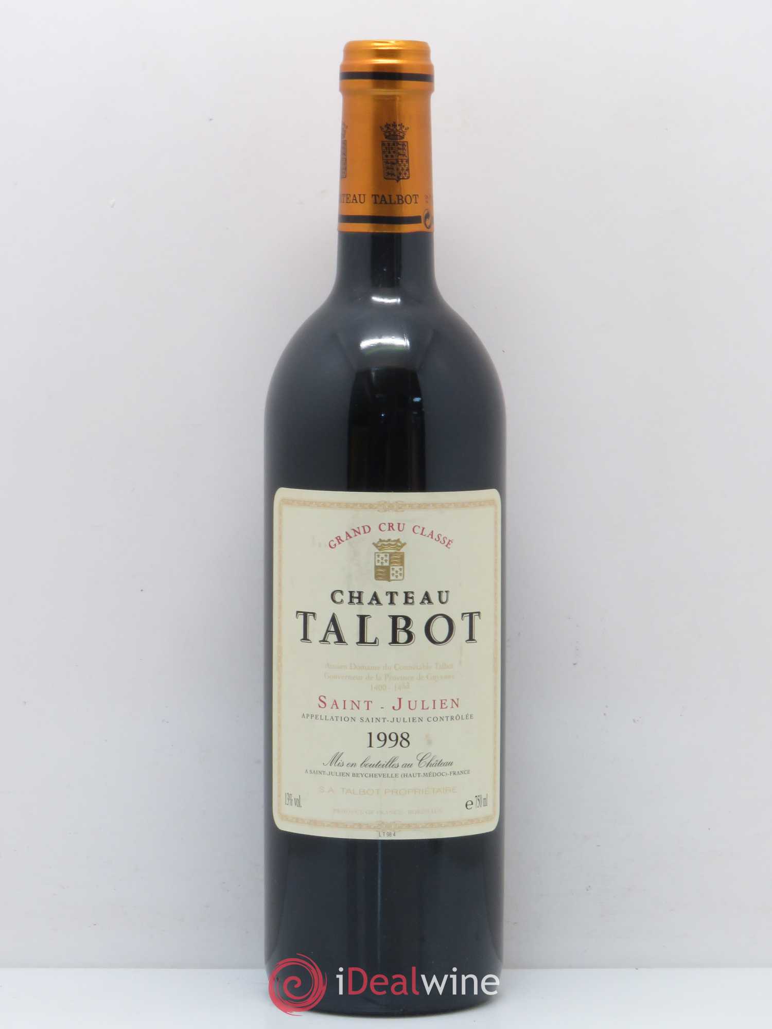 Château Talbot 4ème Grand Cru Classé 1998 - Lot de 1 bouteille - 0