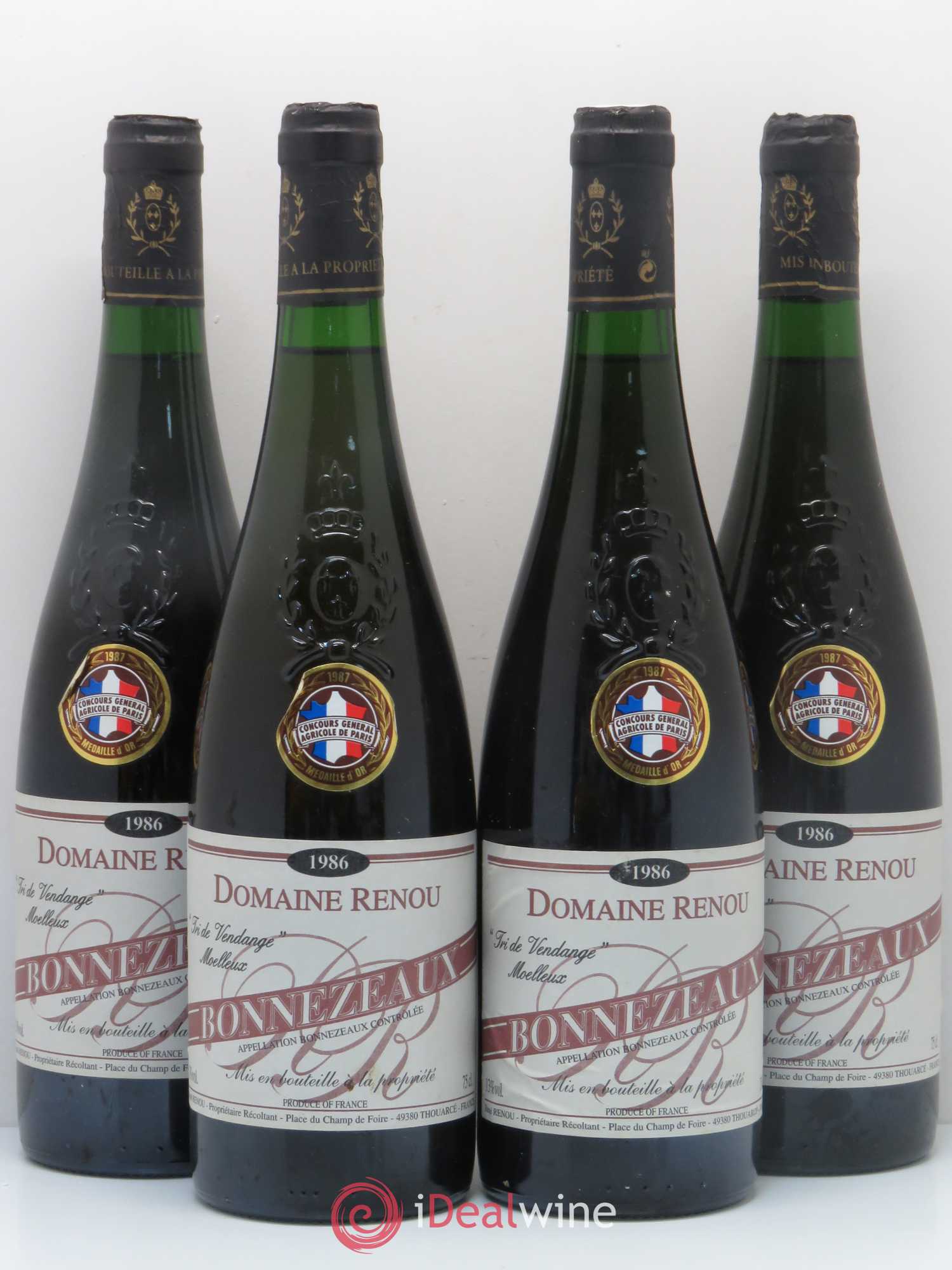 Bonnezeaux Trie de vendanges Domaine Renou 1986 - Lotto di 4 bottiglie - 0