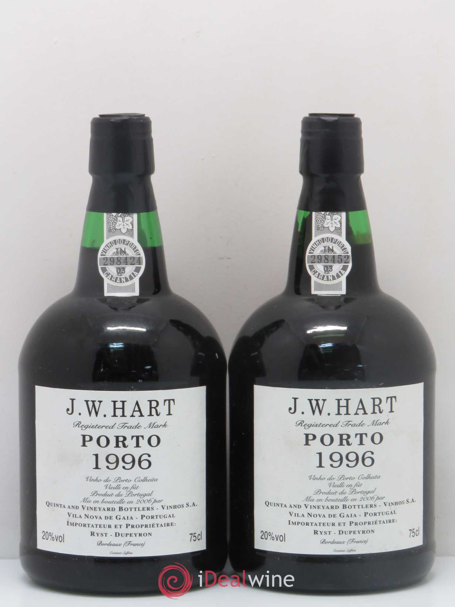 Porto J. W. Hart 1996 - Lot de 2 bouteilles - 0