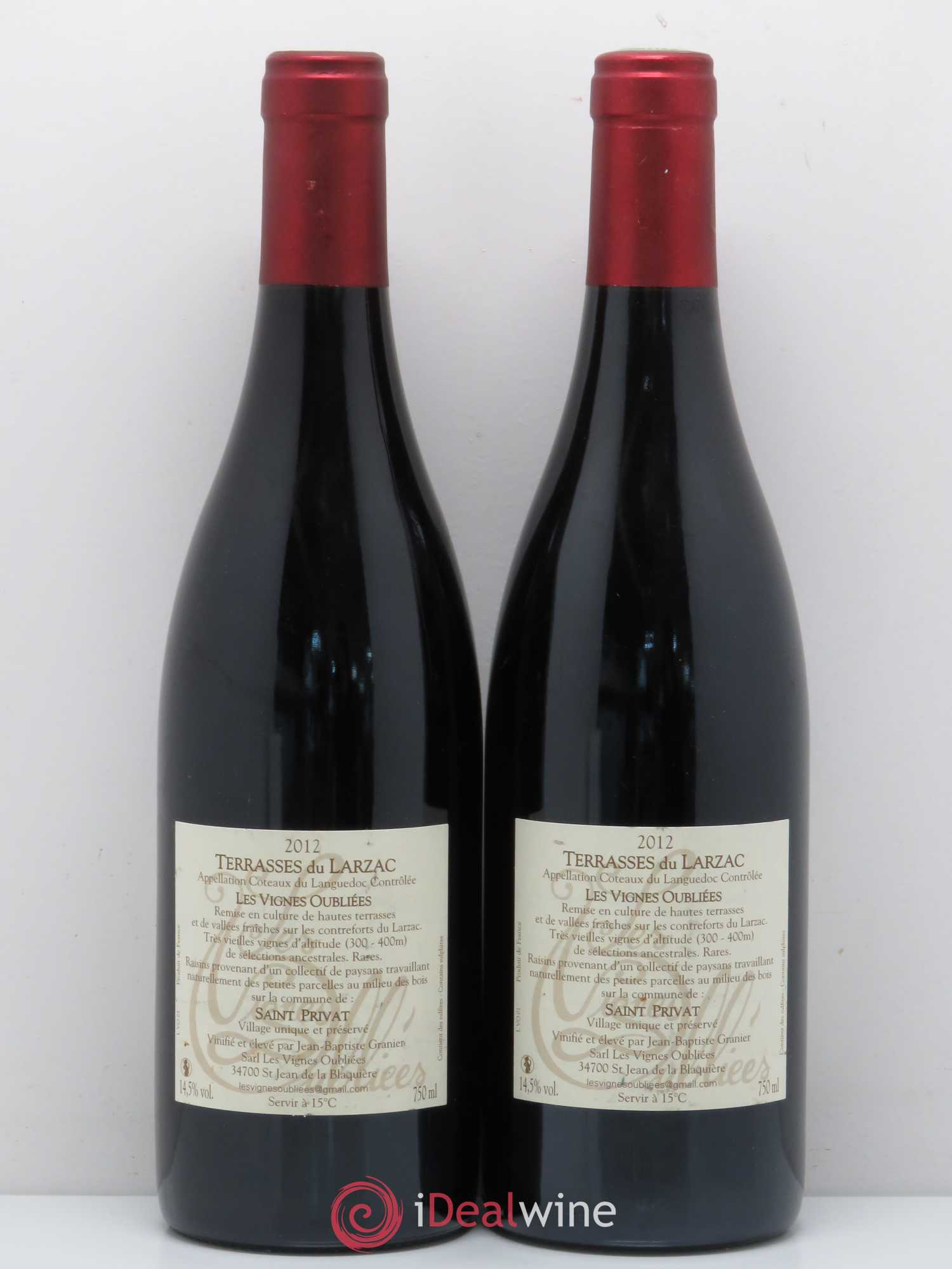 Terrasses du Larzac Les Vignes Oubliées Jean-Baptiste Granier 2012 - Lot de 2 bouteilles - 1