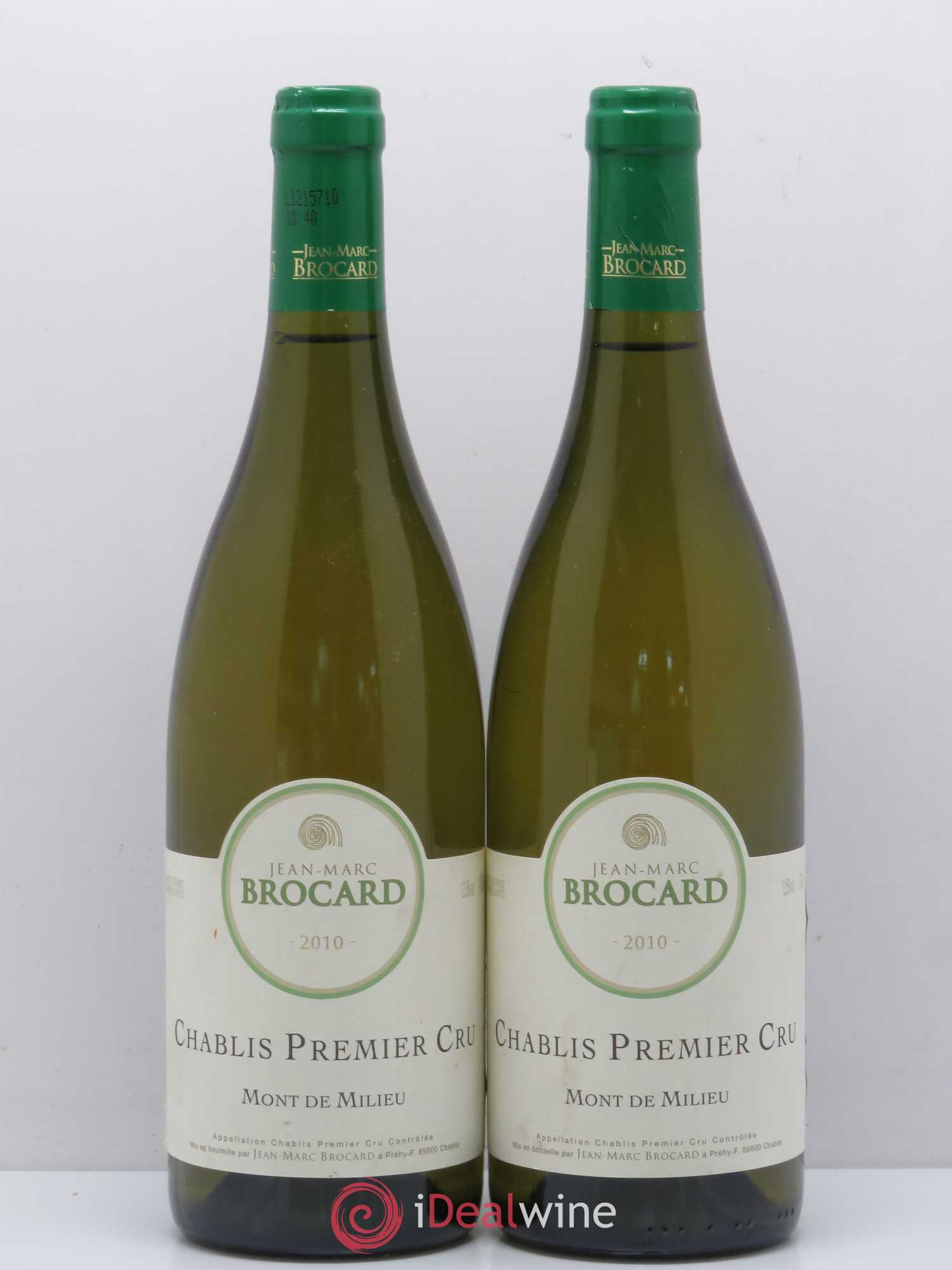 Chablis 1er Cru Mont de Milieu Domaine Brocard 2010 - Posten von 2 Flaschen - 0