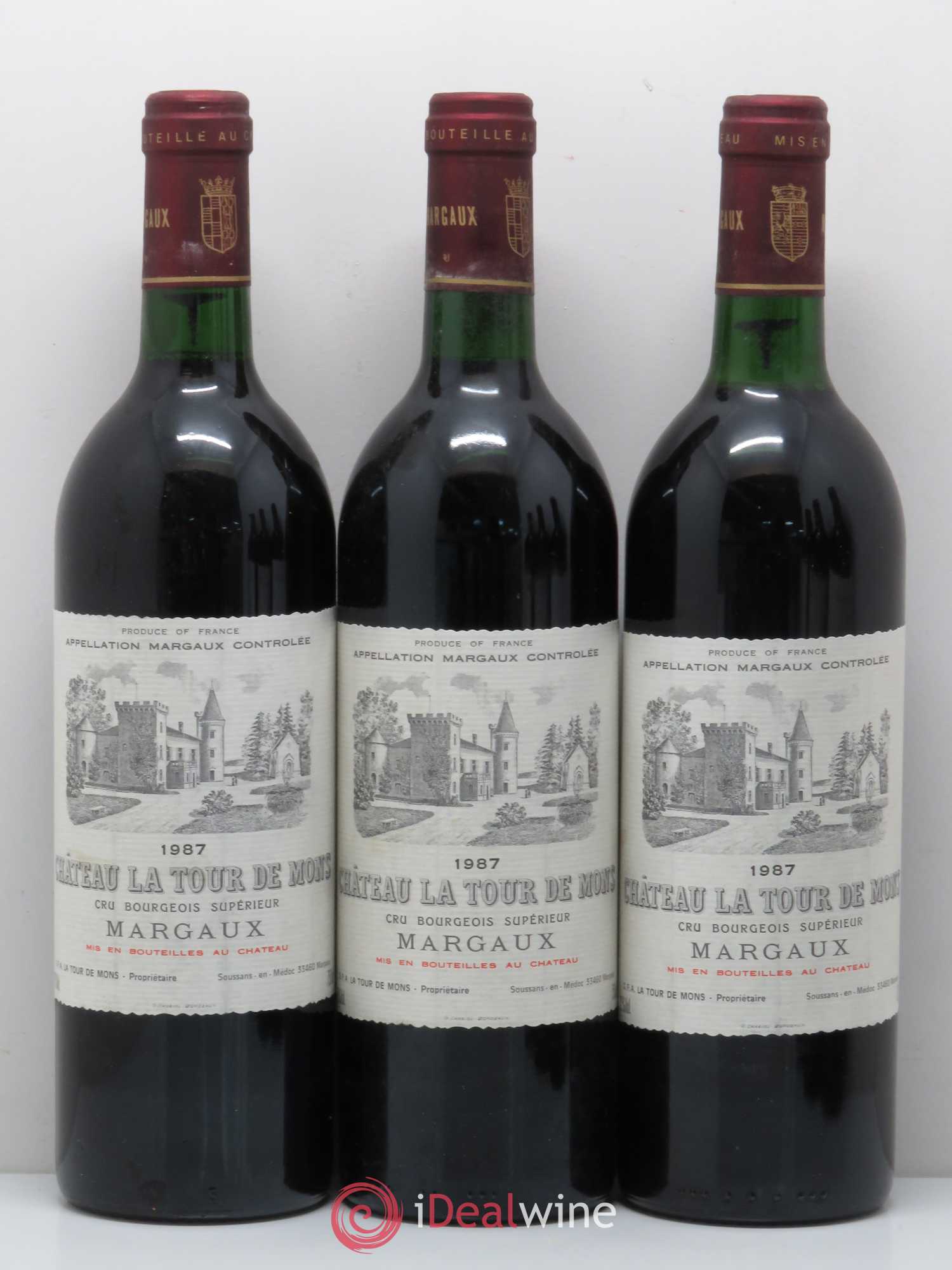 Château la Tour de Mons Cru Bourgeois 1987 - Lot de 6 bouteilles - 1