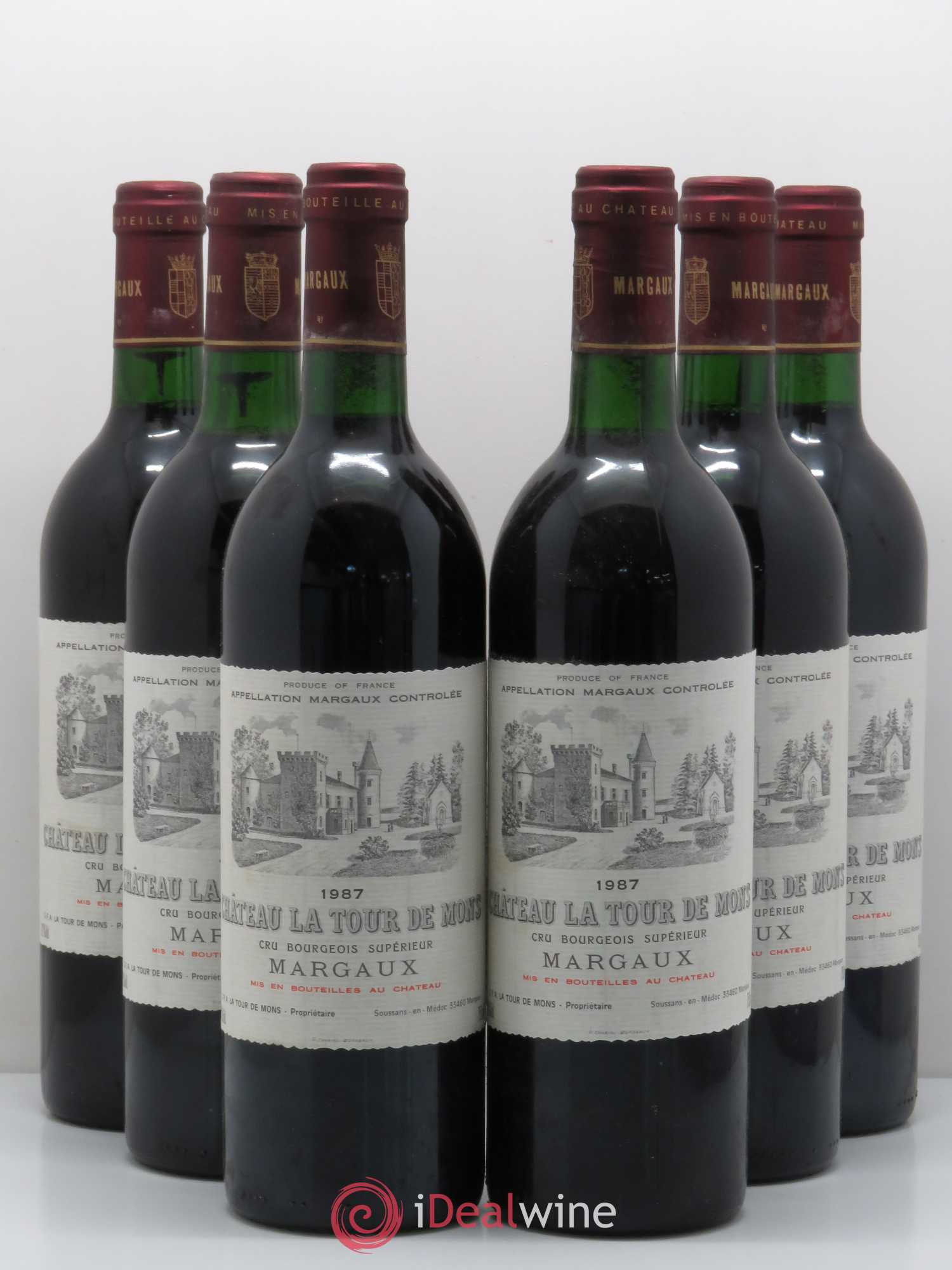 Château la Tour de Mons Cru Bourgeois 1987 - Lot de 6 bouteilles - 0