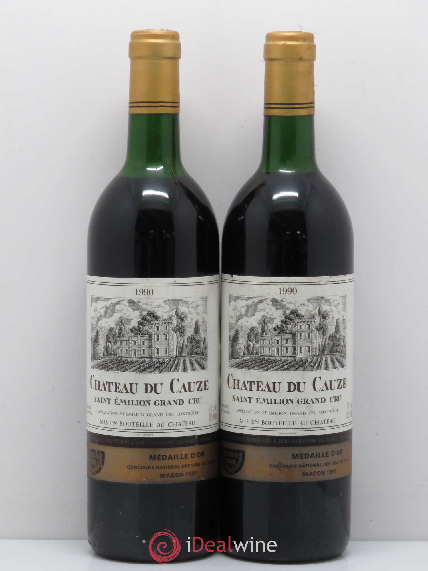 Saint-Émilion Château du Cauze 1990 - Lot de 2 bouteilles - 0