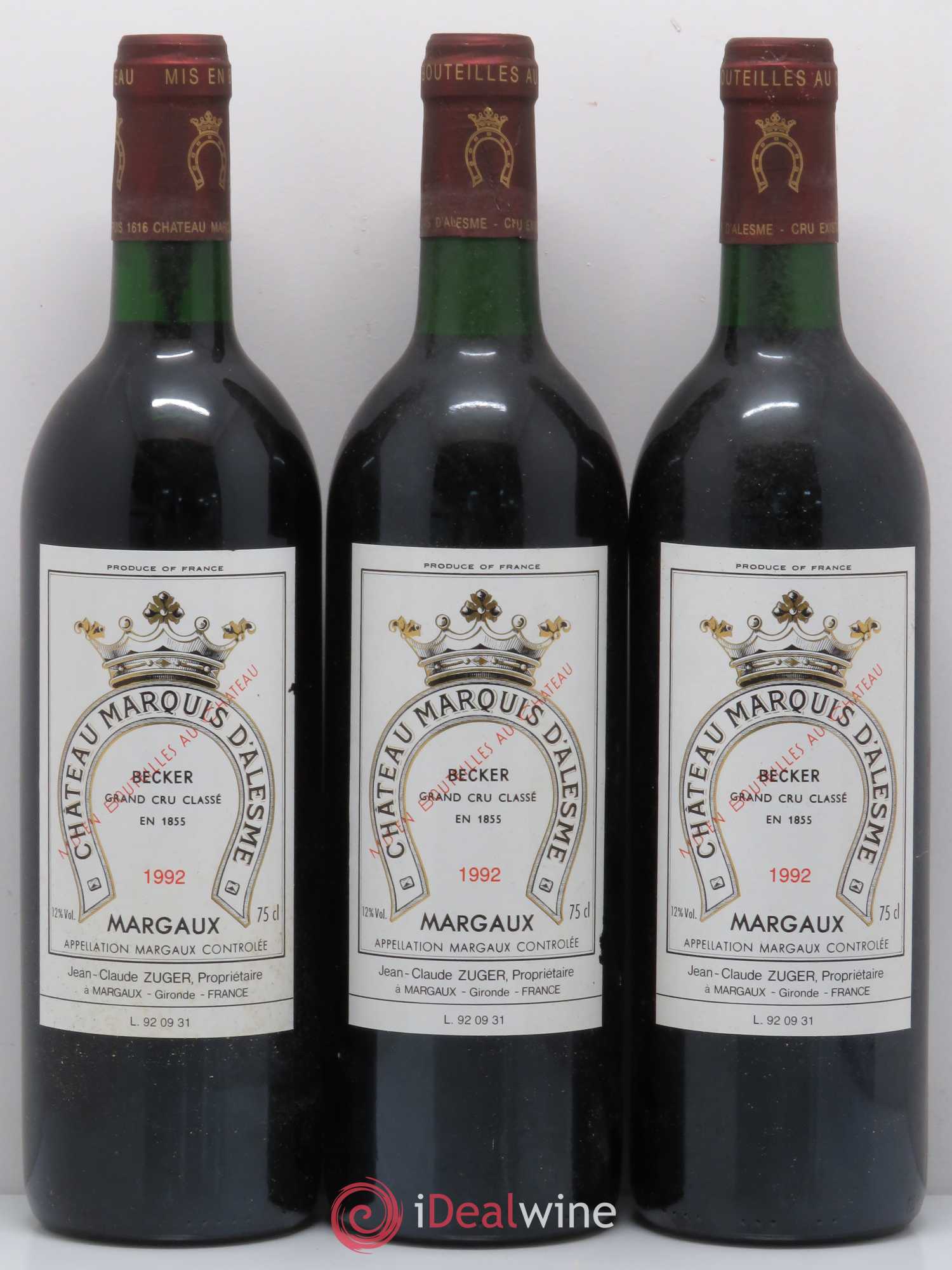 Château Marquis d'Alesme Becker 3ème Grand Cru Classé 1992 - Lot of 6 bottles - 2