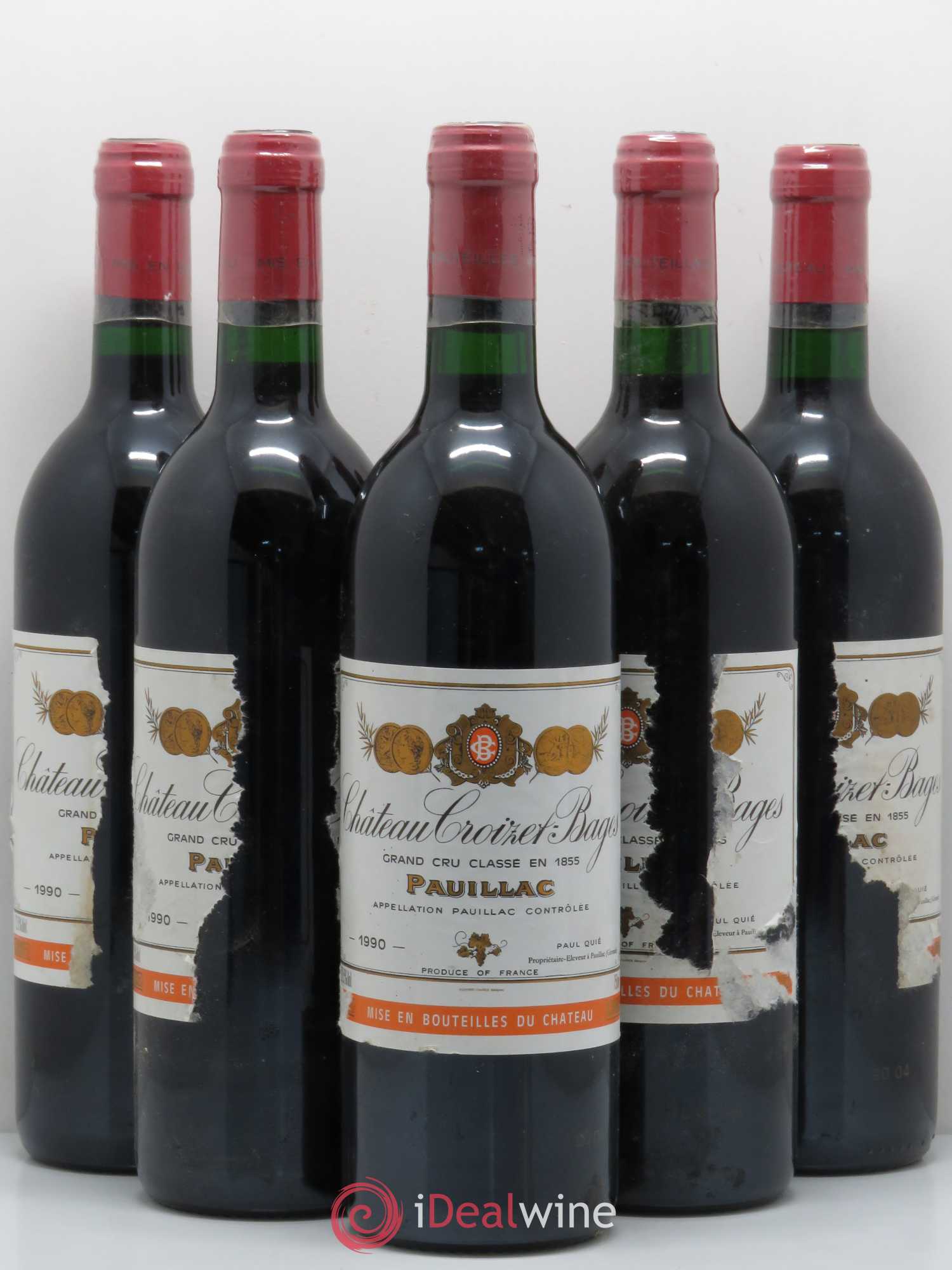 Château Croizet Bages 5ème Grand Cru Classé 1990 - Lot de 5 bouteilles - 0