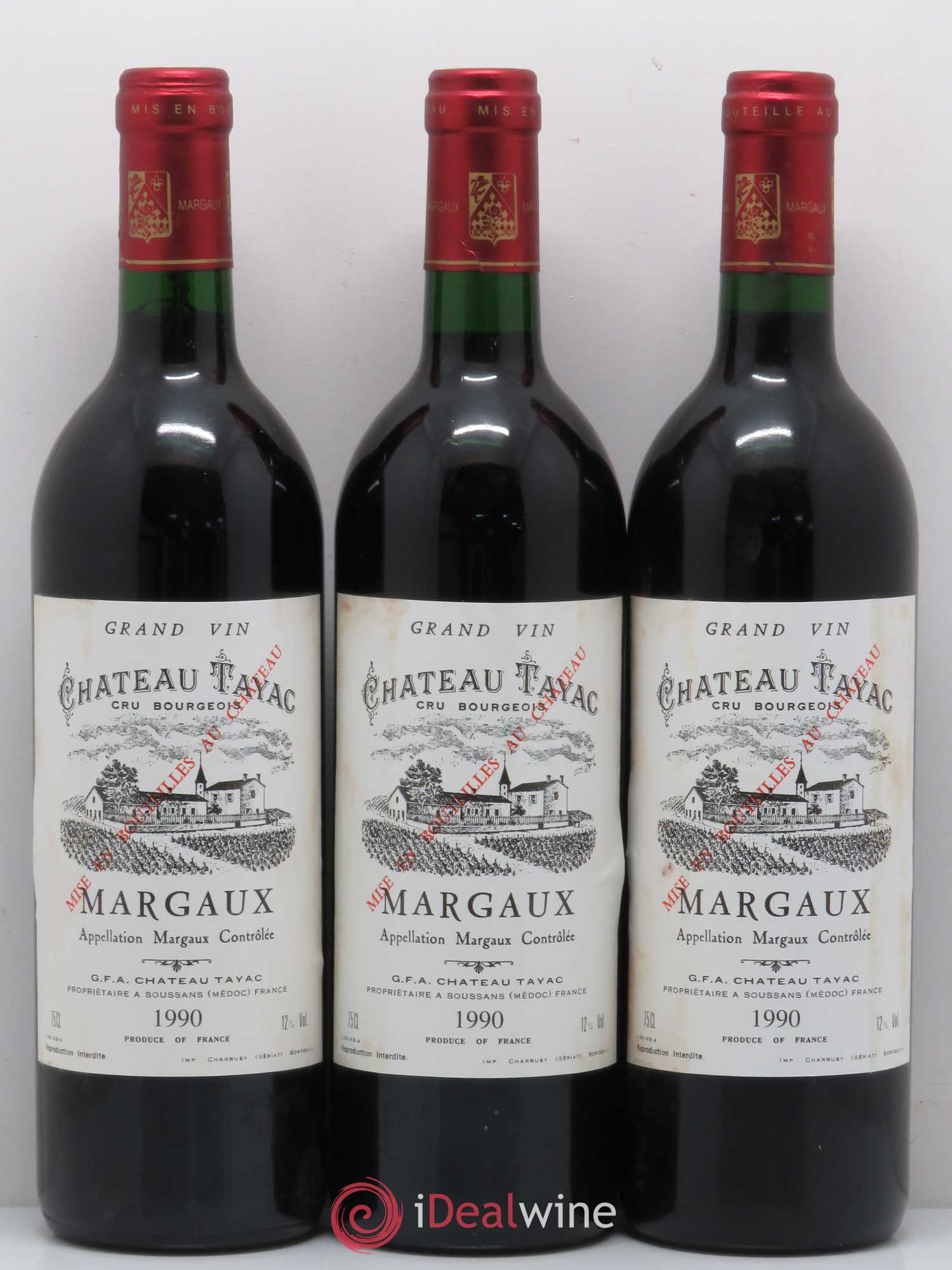 Château Tayac Cru Bourgeois 1990 - Lot de 3 bouteilles - 0