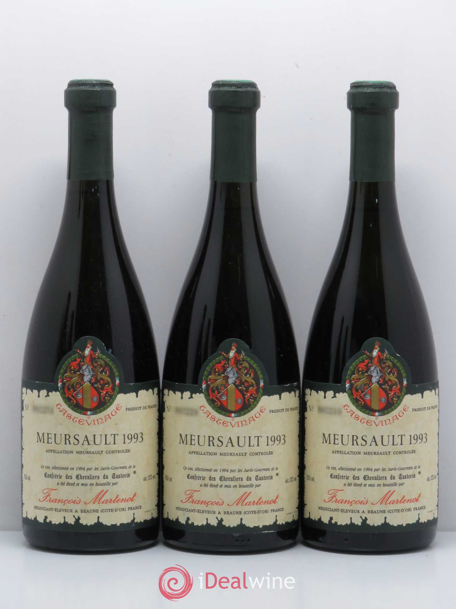 Meursault Tastevinage François Martenot 1993 - Lot de 5 bouteilles - 1
