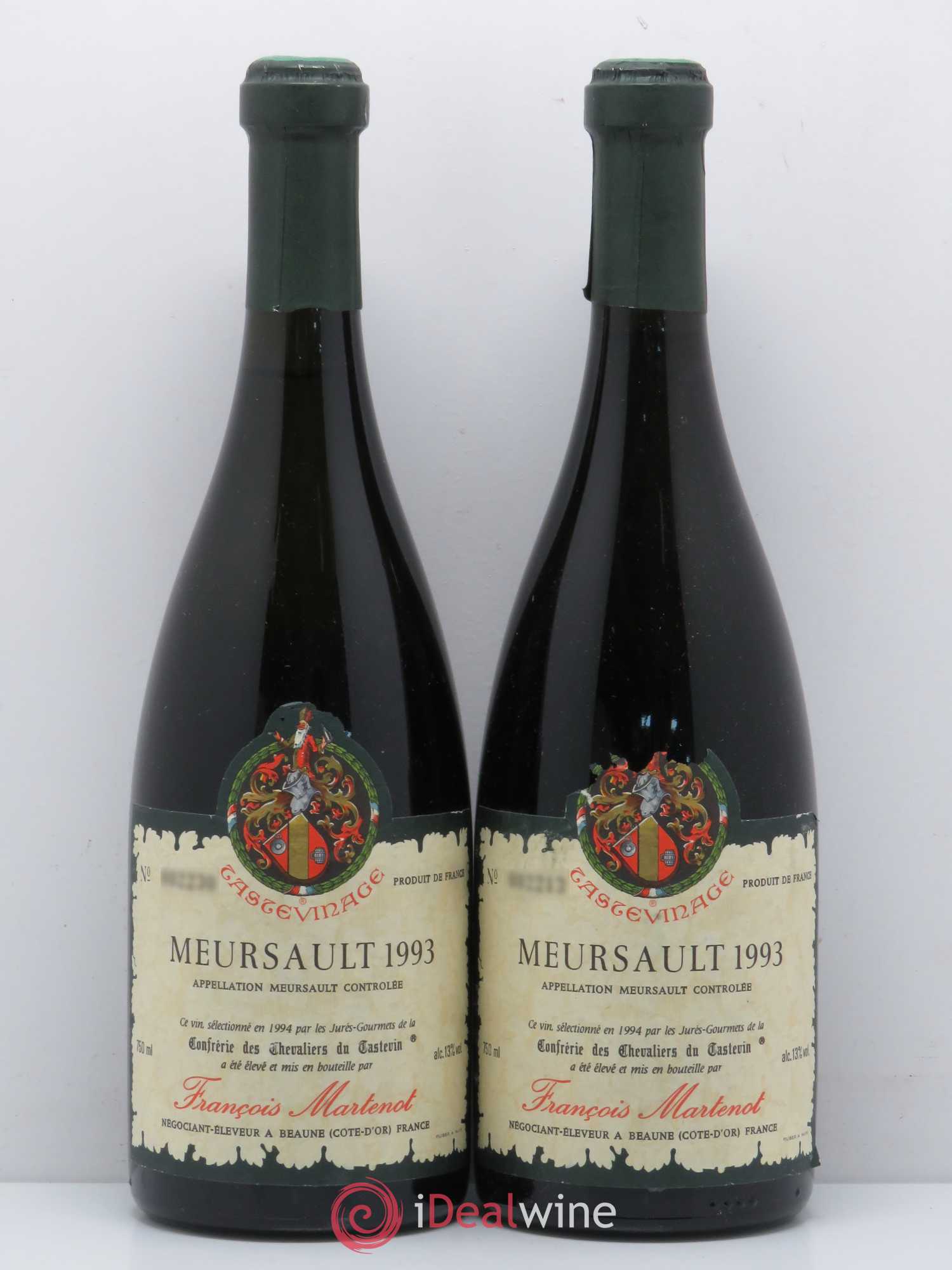 Meursault Tastevinage François Martenot 1993 - Lot de 5 bouteilles - 2