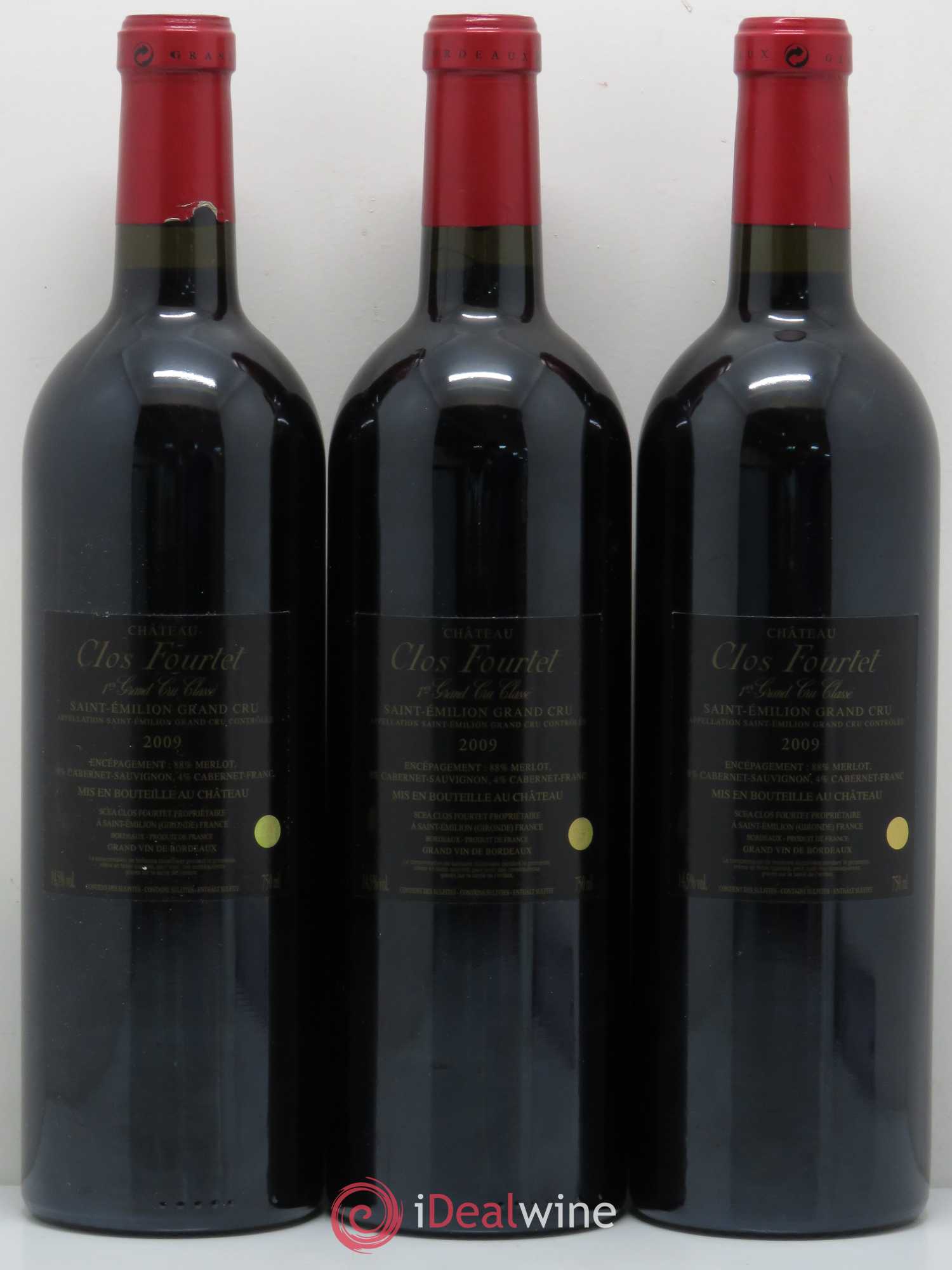 Clos Fourtet 1er Grand Cru Classé B 2009 - Lot de 3 bouteilles - 1