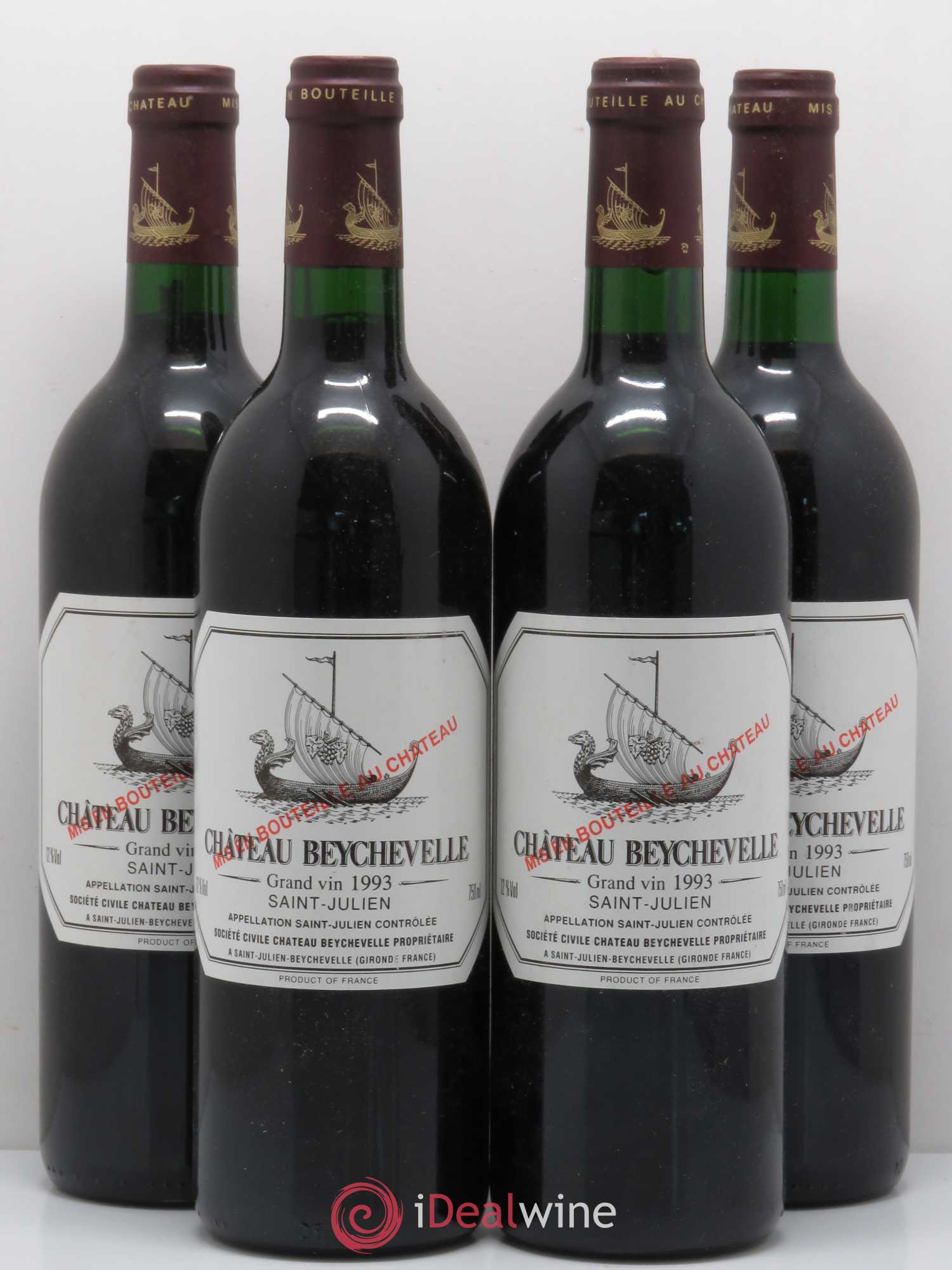 Château Beychevelle 4ème Grand Cru Classé 1993 - Lot de 4 bouteilles - 0