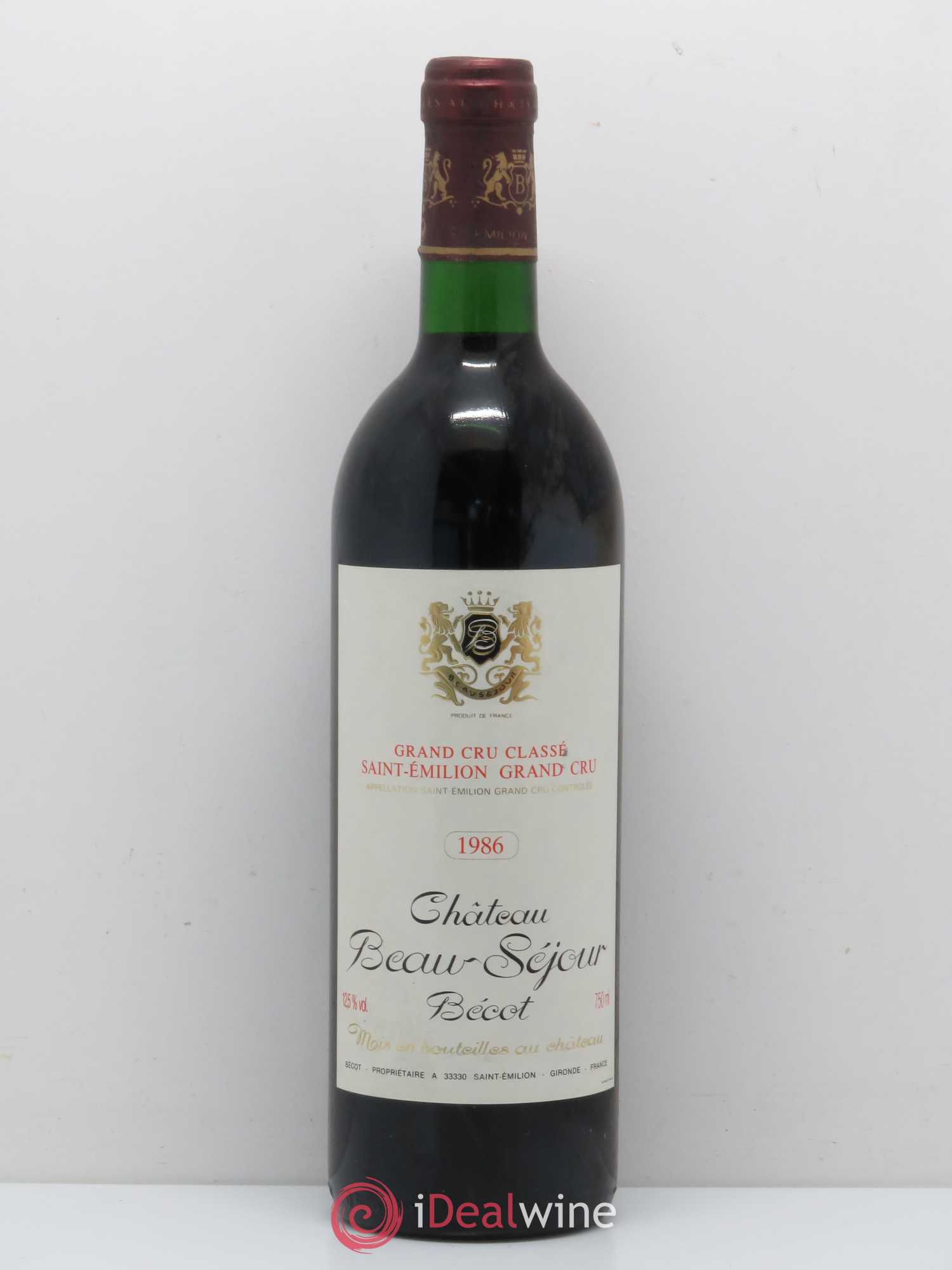 Château Beau-Séjour Bécot 1er Grand Cru Classé B 1986 - Lot de 1 bouteille - 0