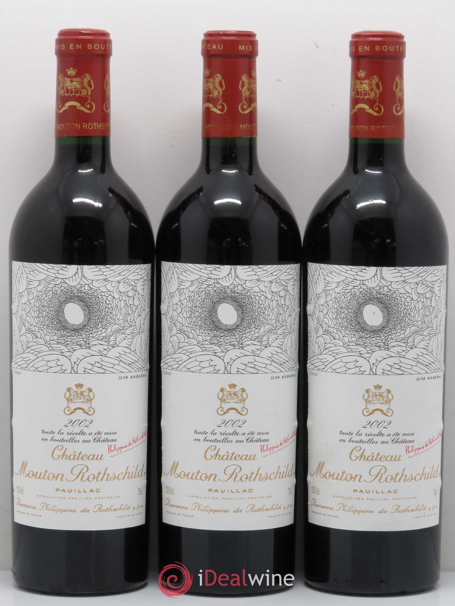 Château Mouton Rothschild 1er Grand Cru Classé 2002 - Lot de 3 bouteilles - 0