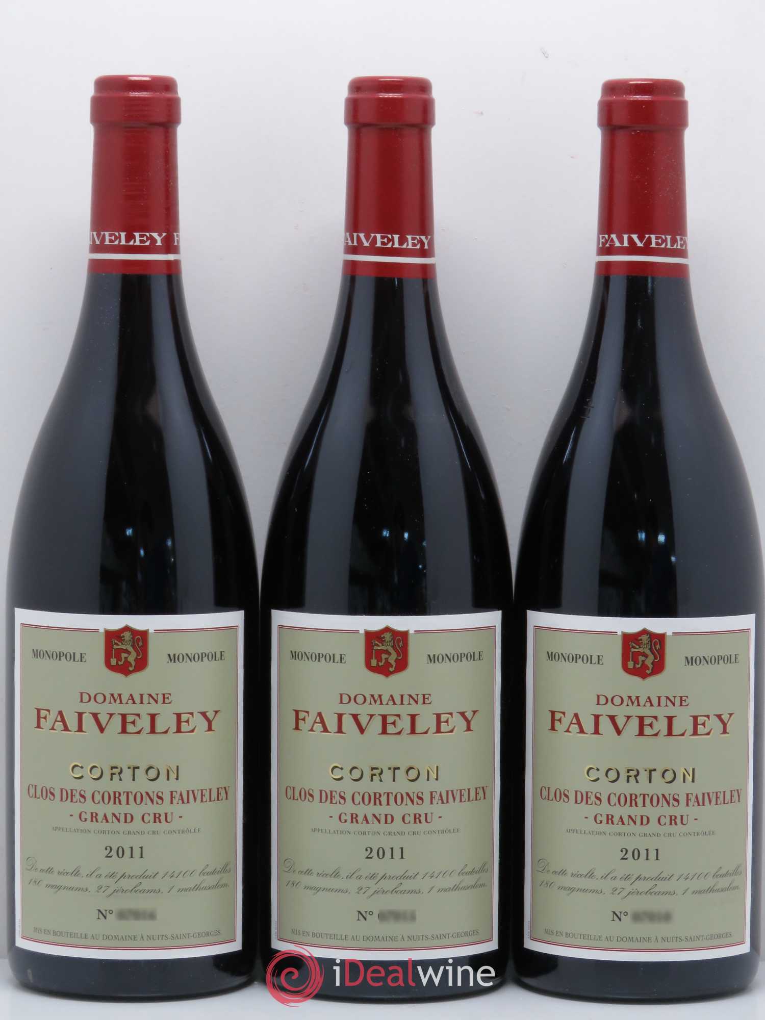 Corton Grand Cru Clos des Cortons Faiveley 2011 - Lot de 3 bouteilles - 0