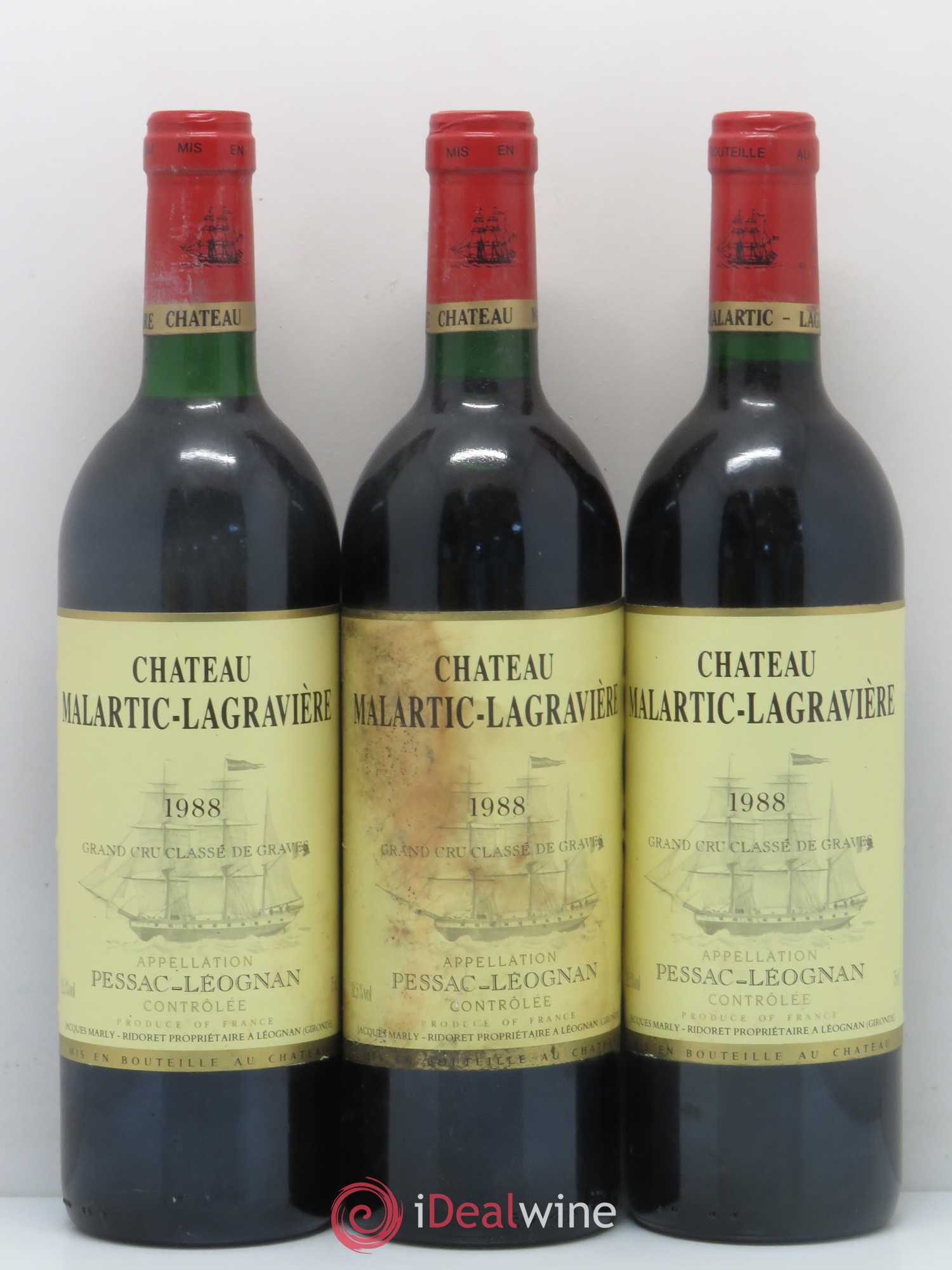 Château Malartic-Lagravière Cru Classé de Graves 1988 - Lot de 12 bouteilles - 1