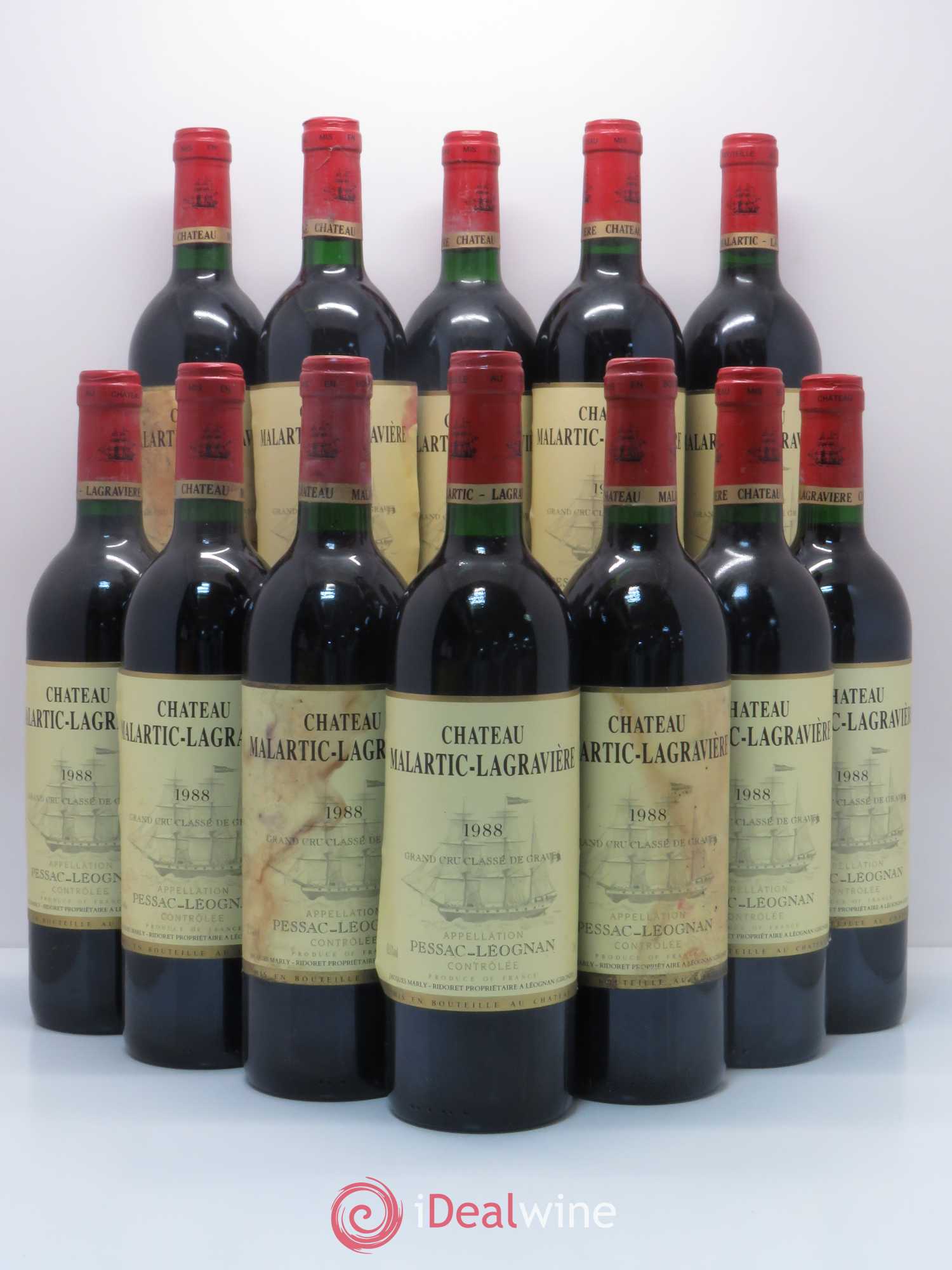 Château Malartic-Lagravière Cru Classé de Graves 1988 - Lot de 12 bouteilles - 0