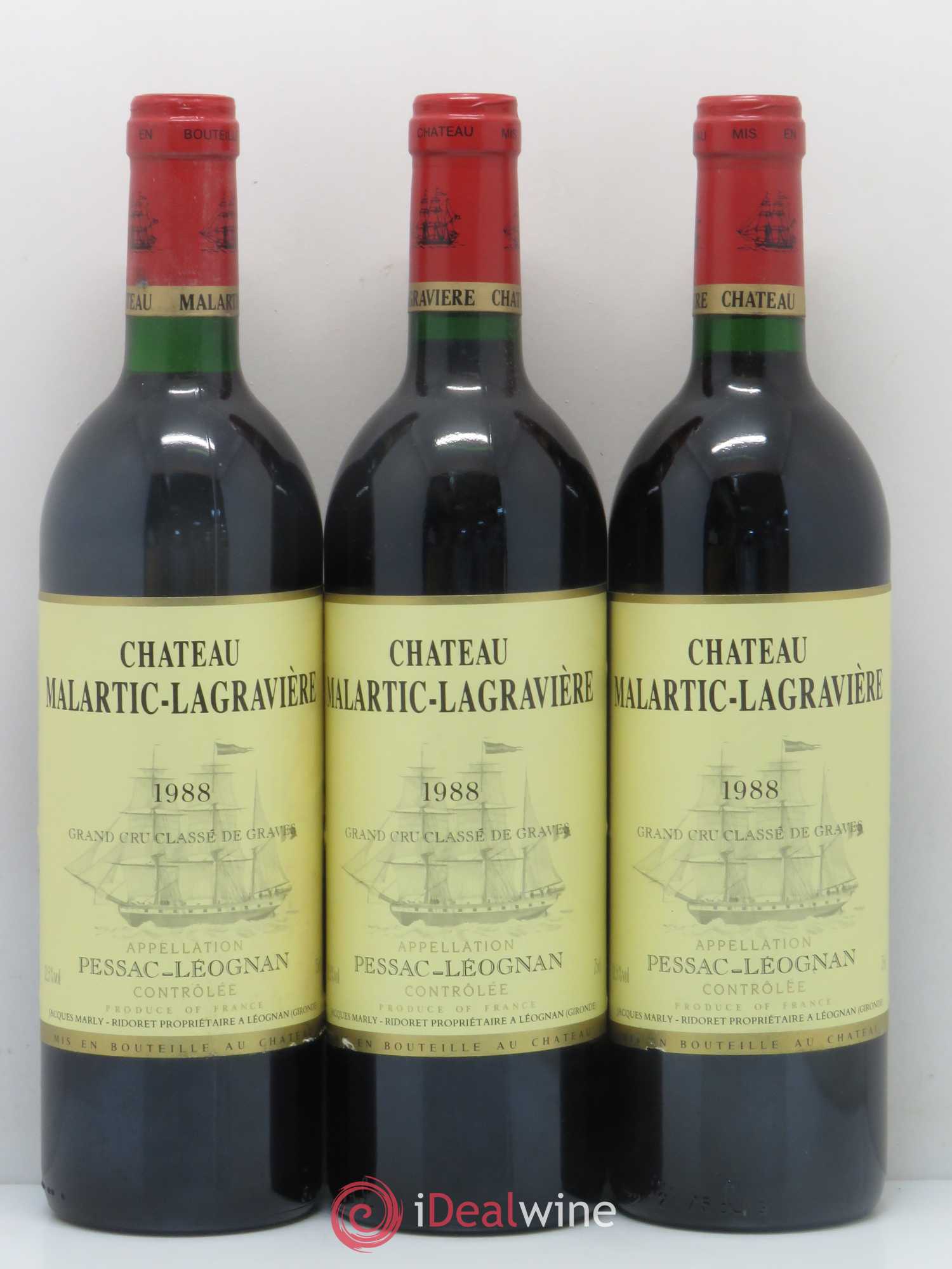 Château Malartic-Lagravière Cru Classé de Graves 1988 - Lot de 12 bouteilles - 1