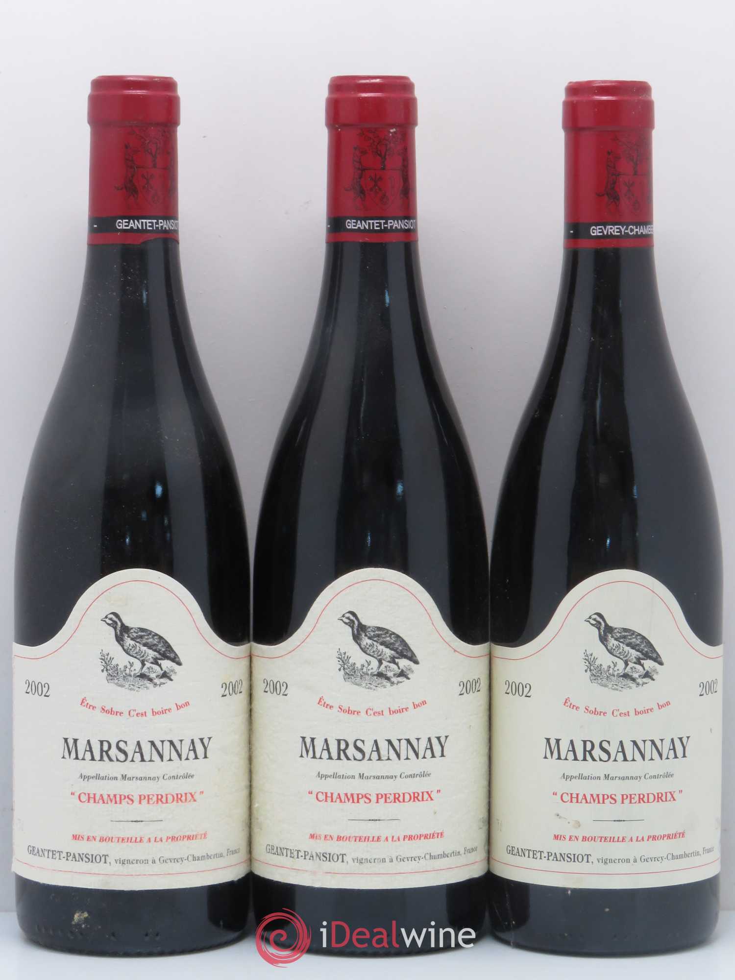 Marsannay Champs Perdrix Geantet-Pansiot 2002 - Lot de 3 bouteilles - 0