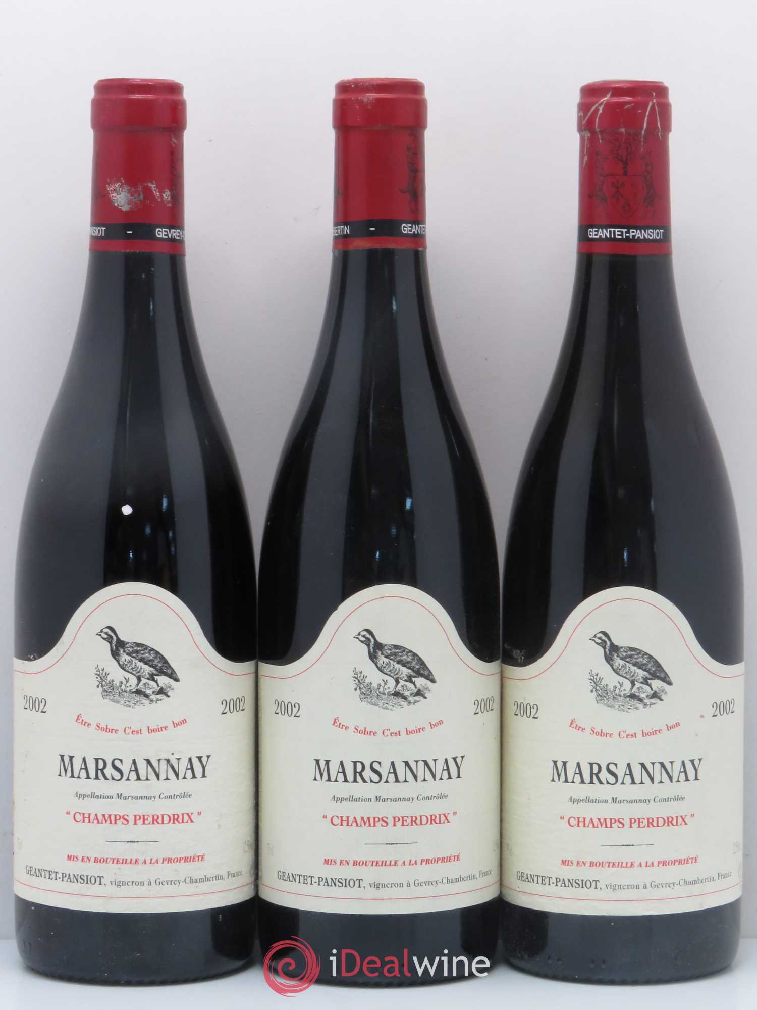 Marsannay Champs Perdrix Geantet-Pansiot 2002 - Lot de 3 bouteilles - 0