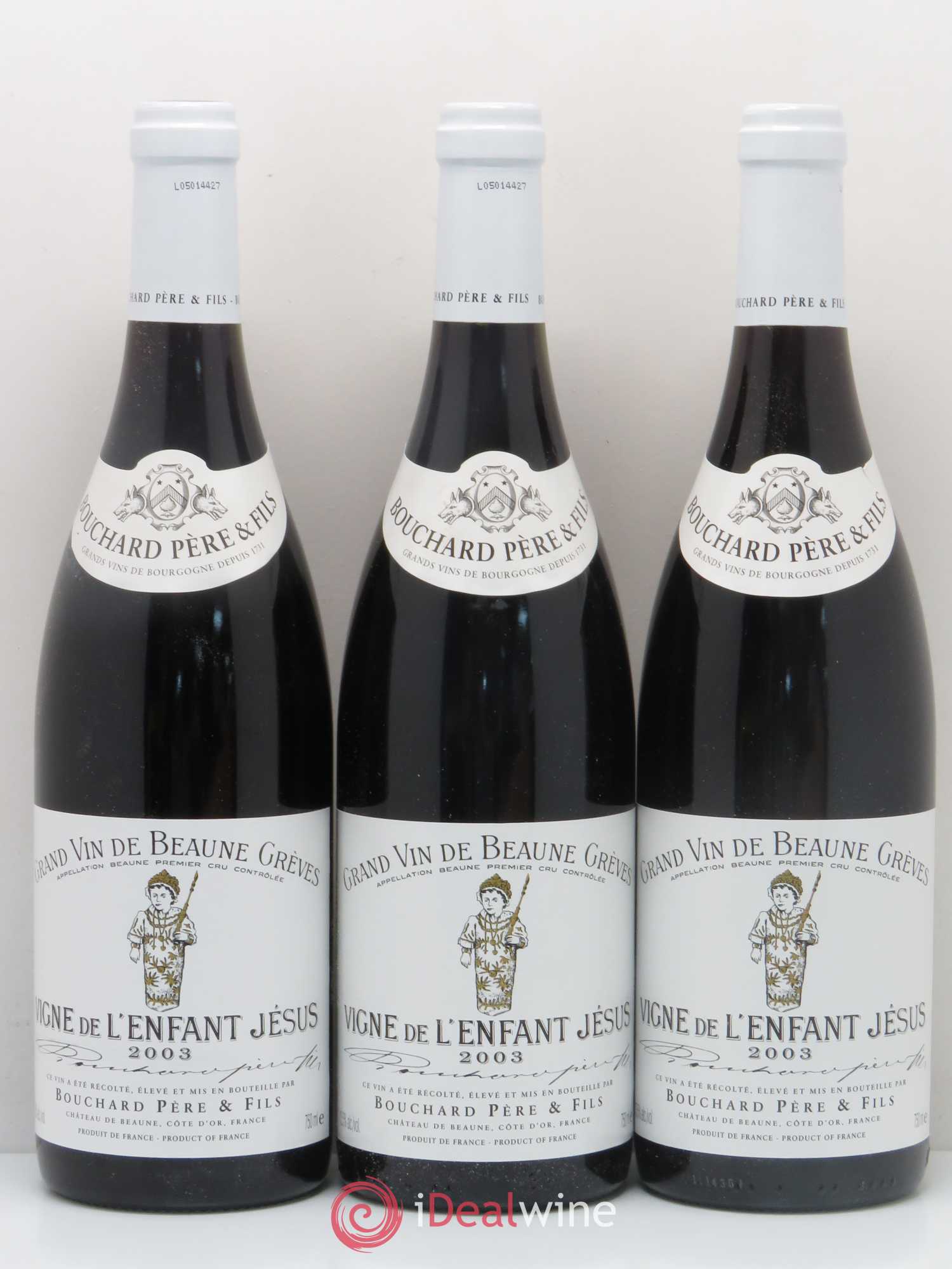 Beaune 1er Cru Grèves - Vigne de l'Enfant Jésus Bouchard Père & Fils 2003 - Lot de 3 bouteilles - 0