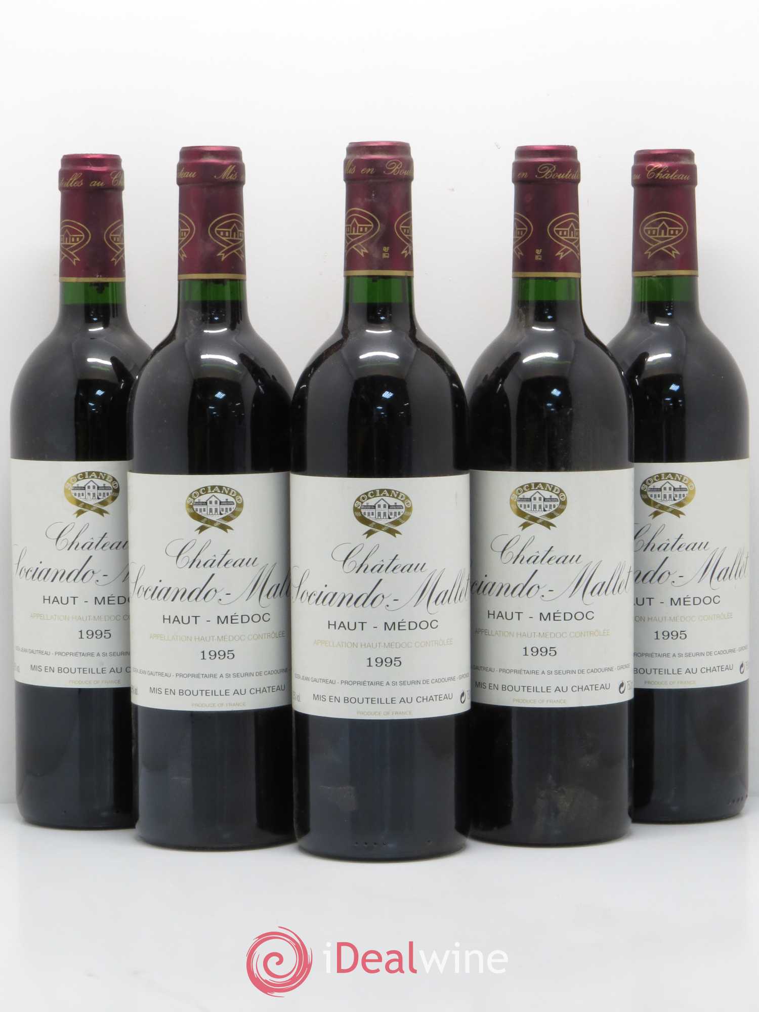 Château Sociando Mallet 1995 - Lot de 5 bouteilles - 0