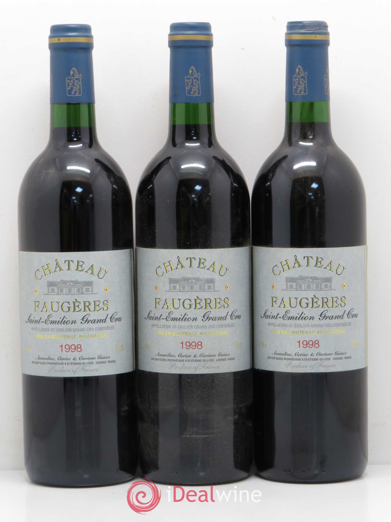 Château Faugères Grand Cru Classé 1998 - Lotto di 3 bottiglie - 0
