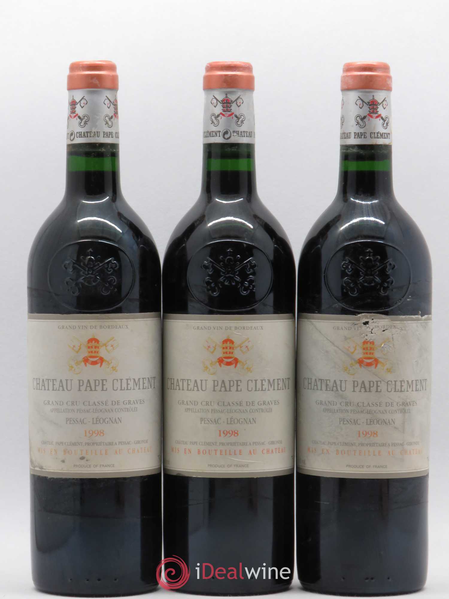 Château Pape Clément Cru Classé de Graves 1998 - Lot de 3 bouteilles - 0