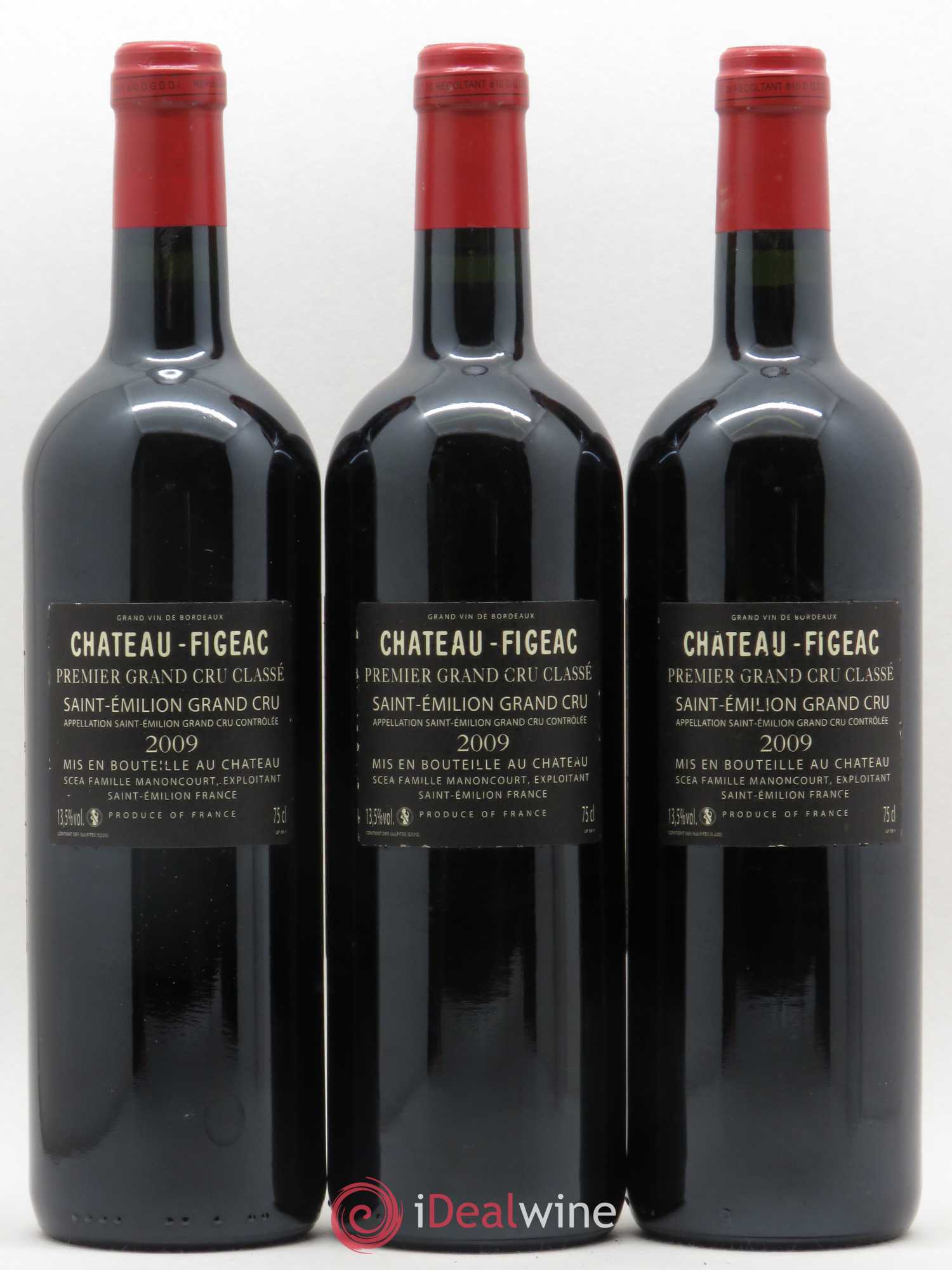 Château Figeac 1er Grand Cru Classé A 2009 - Lot de 3 bouteilles - 1