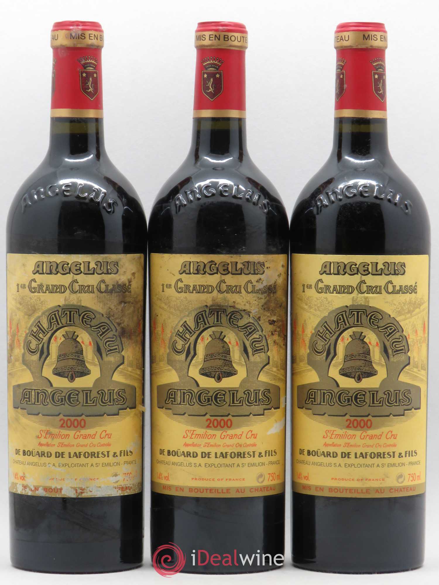 Château Angélus 1er Grand Cru Classé A 2000 - Lot de 3 bouteilles - 0