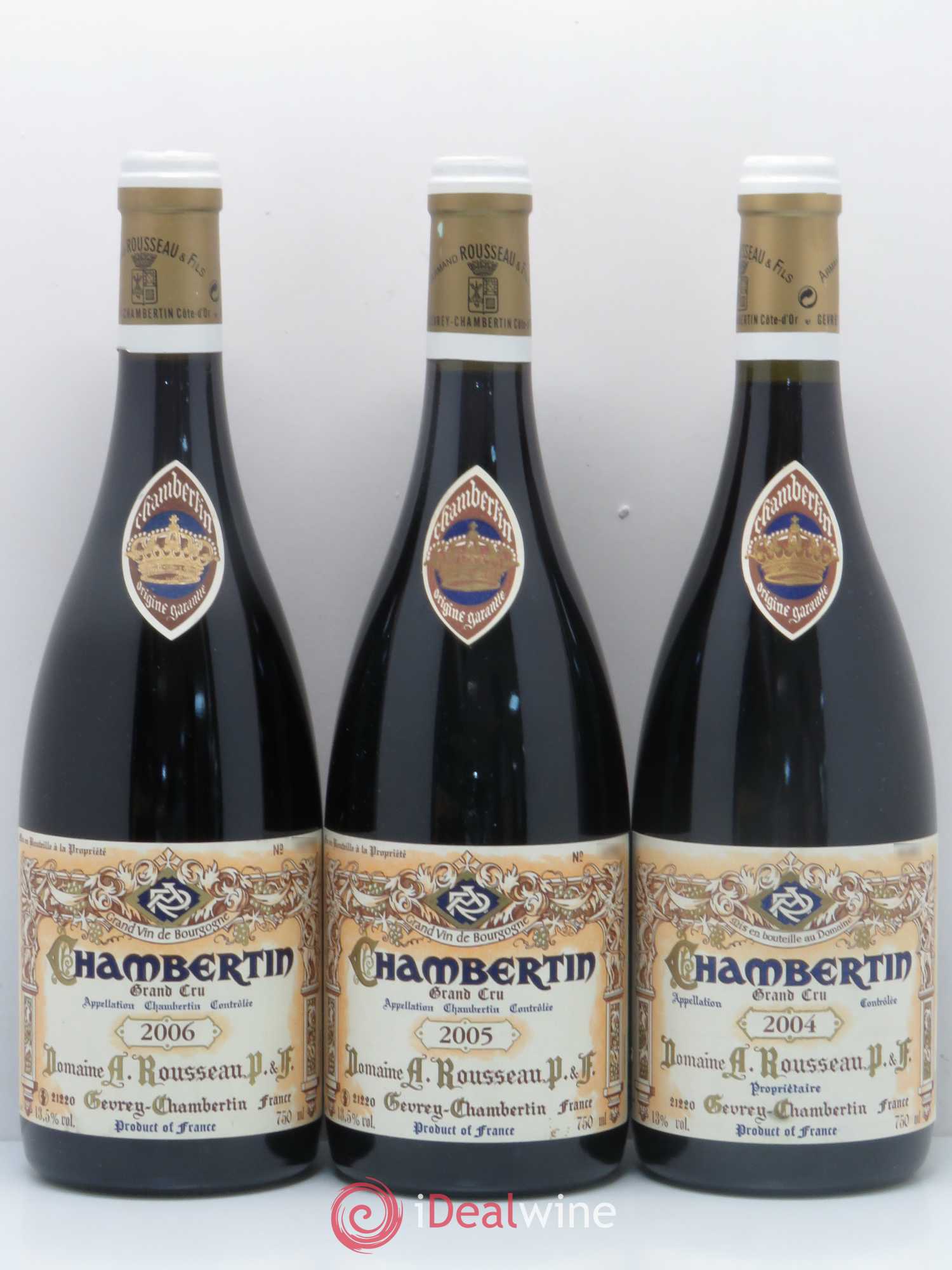 Verticale Chambertin Grand Cru Armand Rousseau (Domaine) Millésimes 2001 2002 2003 2004 2005 2006 - Posten von 6 Flaschen - 2