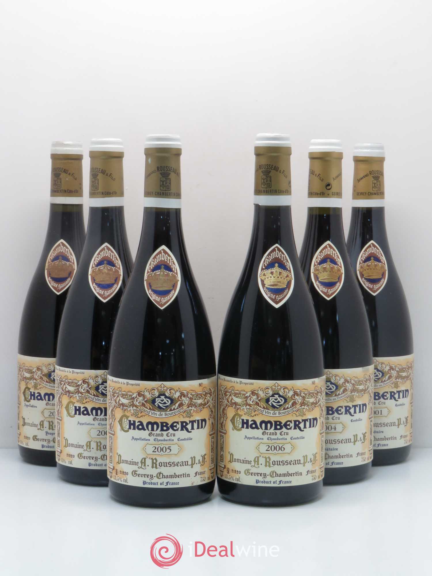 Verticale Chambertin Grand Cru Armand Rousseau (Domaine) Millésimes 2001 2002 2003 2004 2005 2006 - Posten von 6 Flaschen - 0