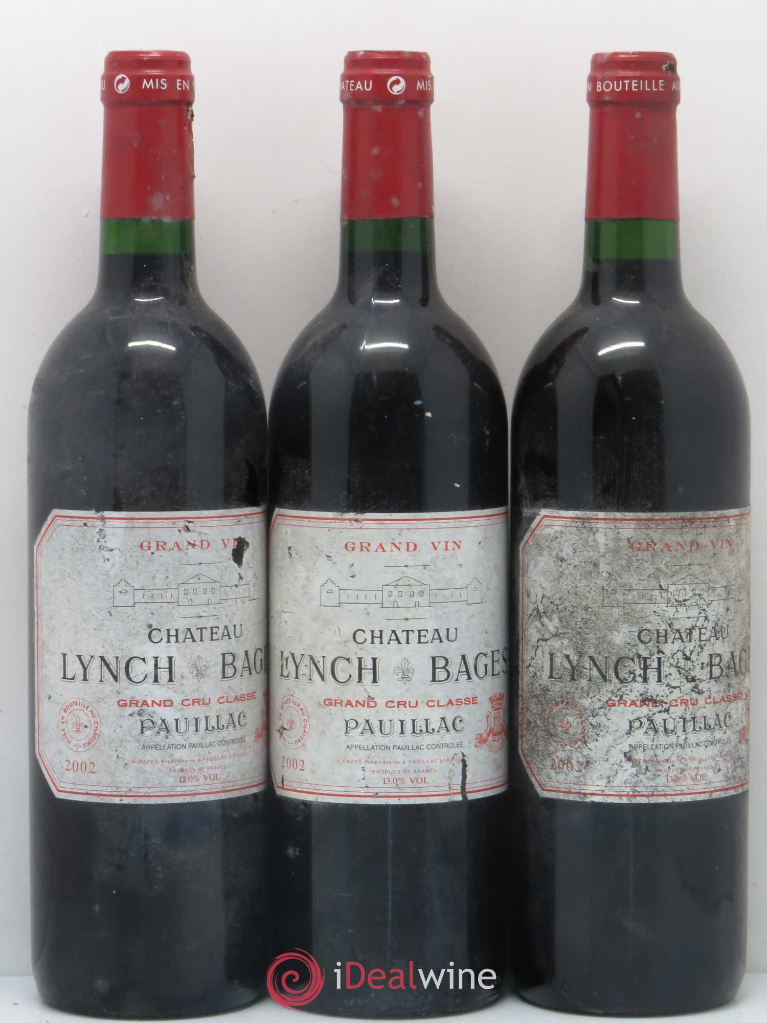 Château Lynch Bages 5ème Grand Cru Classé 2002 - Lot de 3 bouteilles - 0