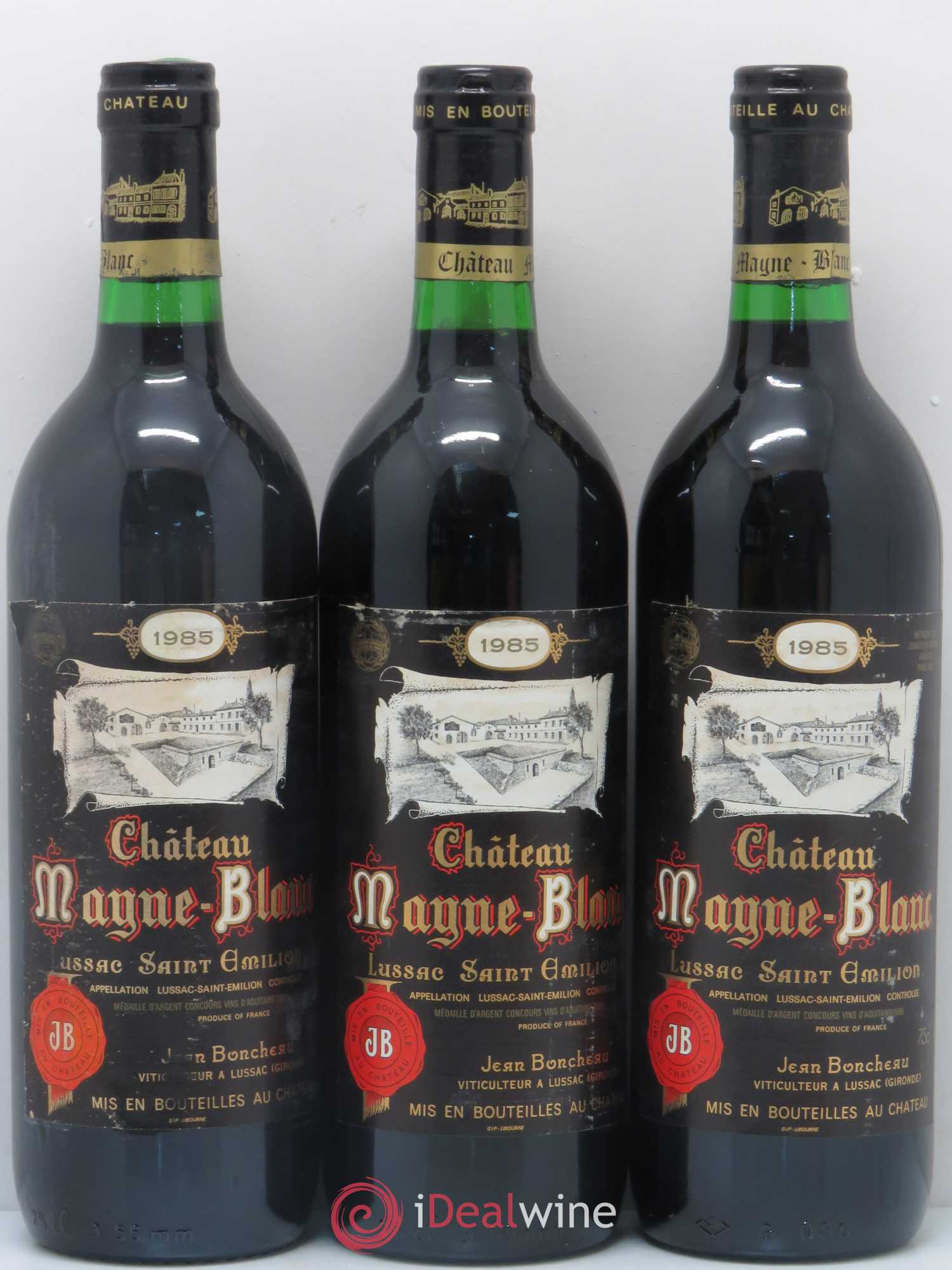 Bordeaux Lussac Saint Emilion Château Mayne Blanc 1985 - Lot de 12 bouteilles - 1