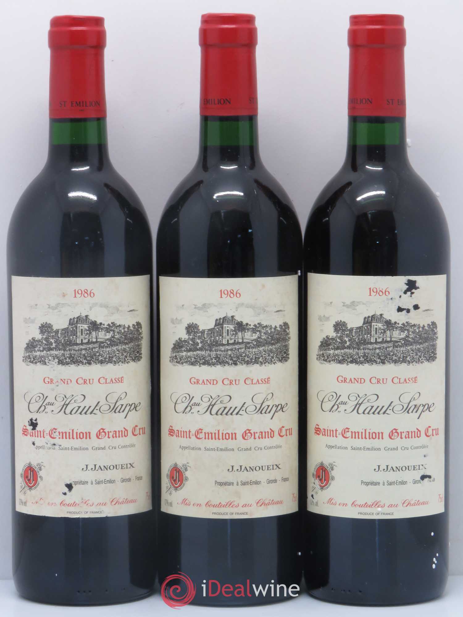 Château Haut Sarpe Grand Cru Classé 1986 - Lot de 3 bouteilles - 0