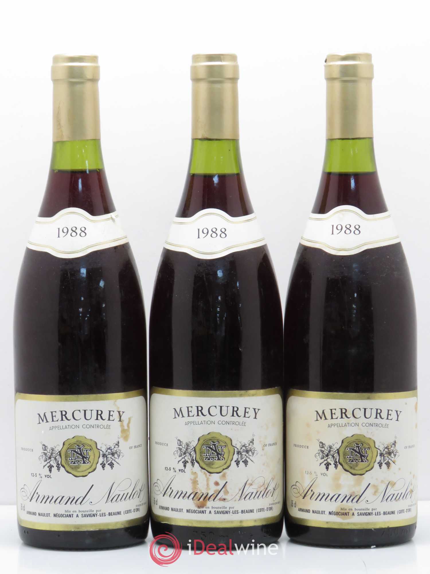 Mercurey Armand Naulot 1988 - Lot de 3 bouteilles - 0