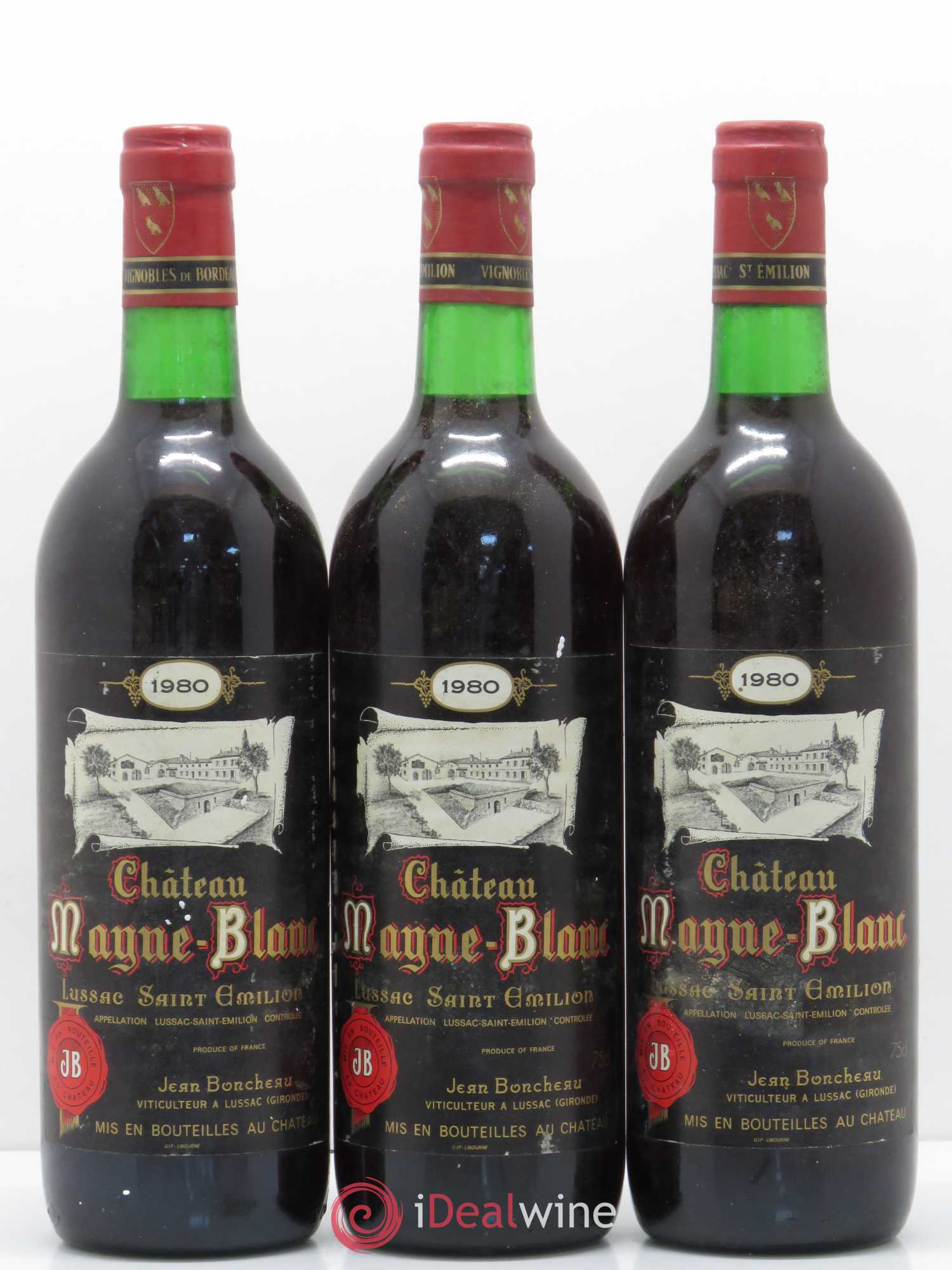 Bordeaux Lussac Saint Emilion Château Mayne-Blanc 1980 - Posten von 3 Flaschen - 0