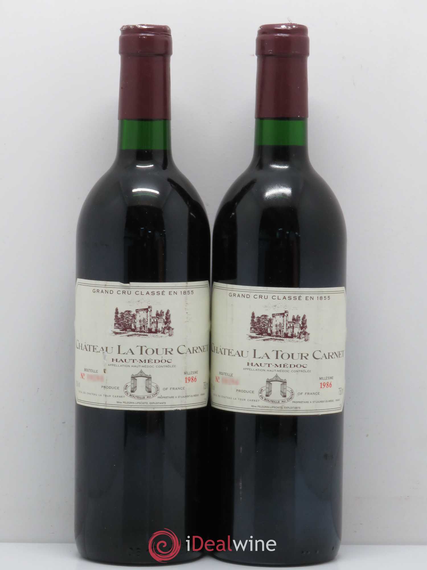 Château la Tour Carnet 4ème Grand Cru Classé 1986 - Lot de 2 bouteilles - 0