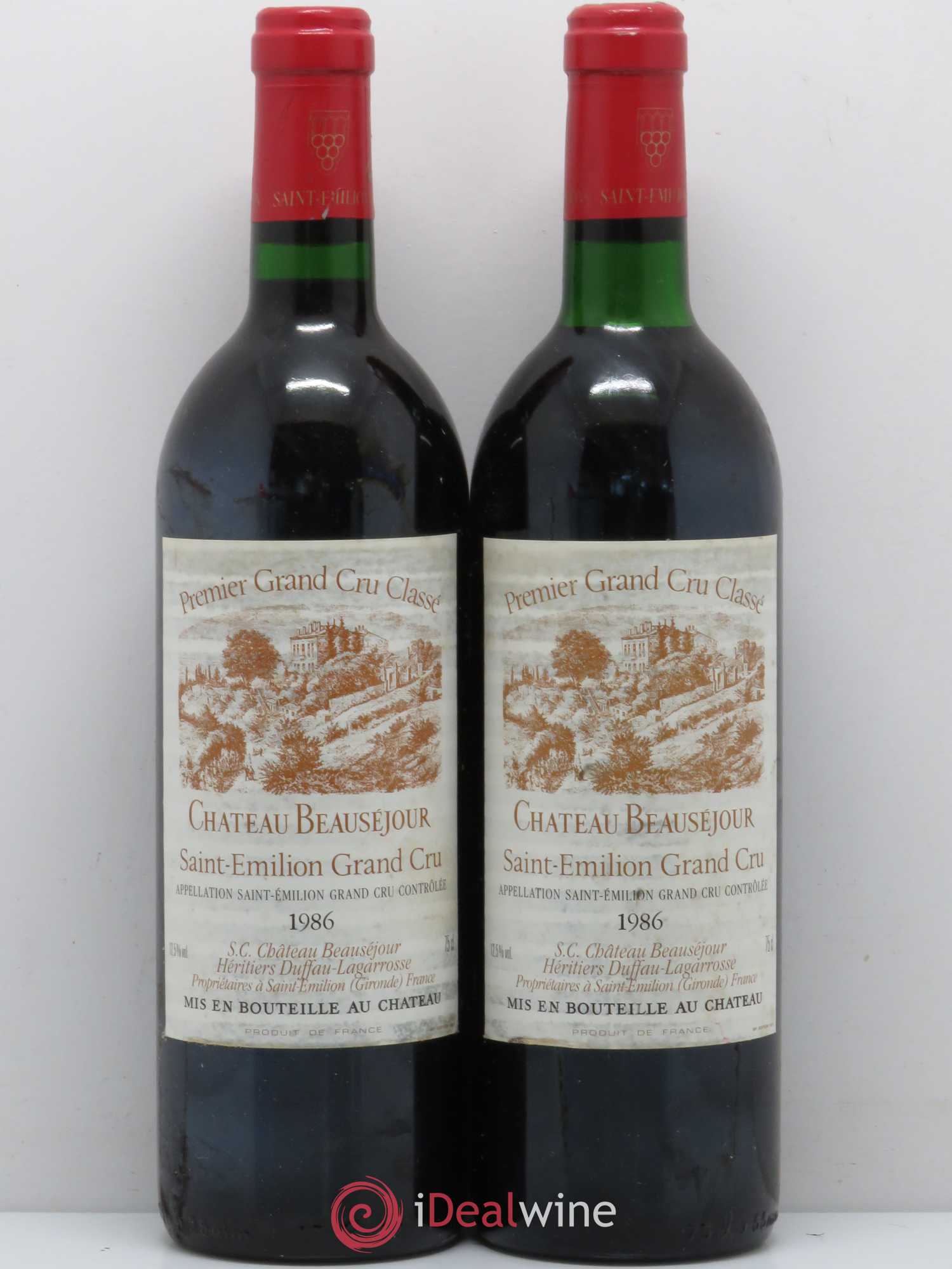 Château Beauséjour (Duffau-Lagarrosse) 1er Grand Cru Classé B 1986 - Lot de 2 bouteilles - 0