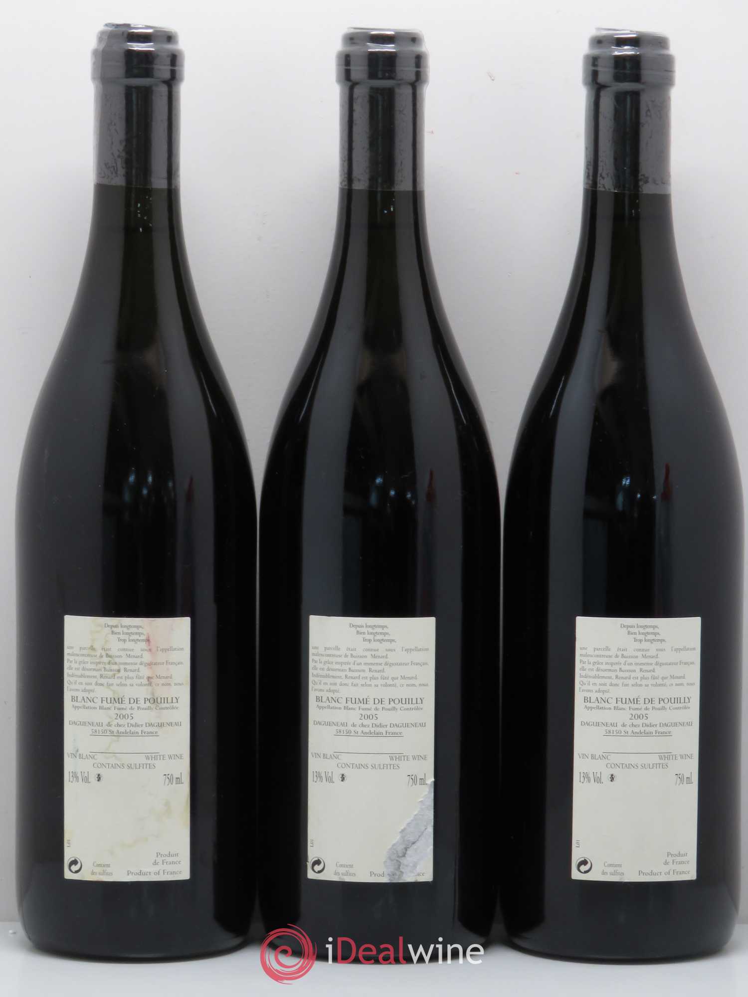 Vin de France (anciennement Pouilly-Fumé) Buisson Renard Dagueneau (Domaine Didier - Louis-Benjamin) 2005 - Lot de 3 bouteilles - 1
