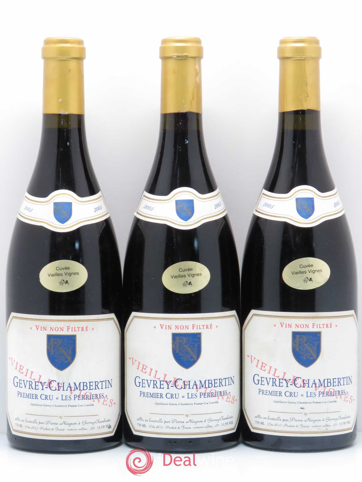 Gevrey-Chambertin 1er Cru Les Perrieres Vieilles Vignes Domaine Pierre Naigeon 2005 - Posten von 3 Flaschen - 0