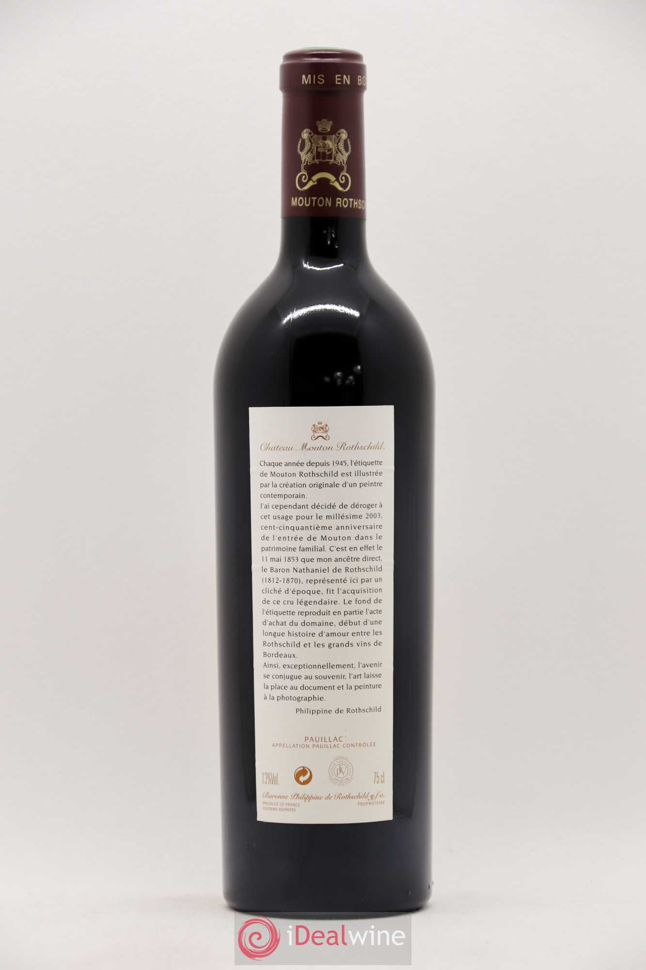 Château Mouton Rothschild 1er Grand Cru Classé 2003 - Lot de 1 bouteille - 1