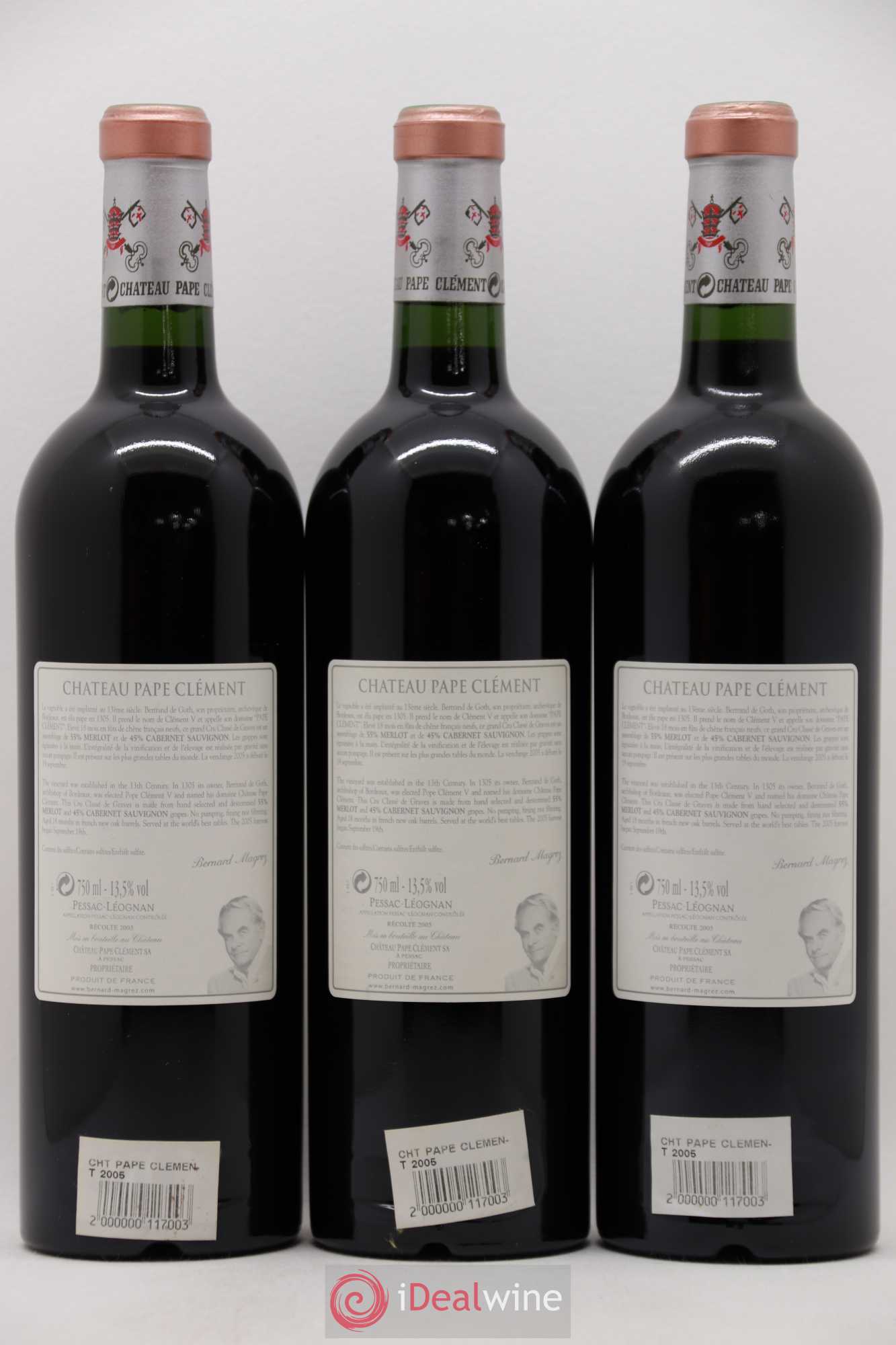 Château Pape Clément Cru Classé de Graves 2005 - Lot de 3 bouteilles - 1