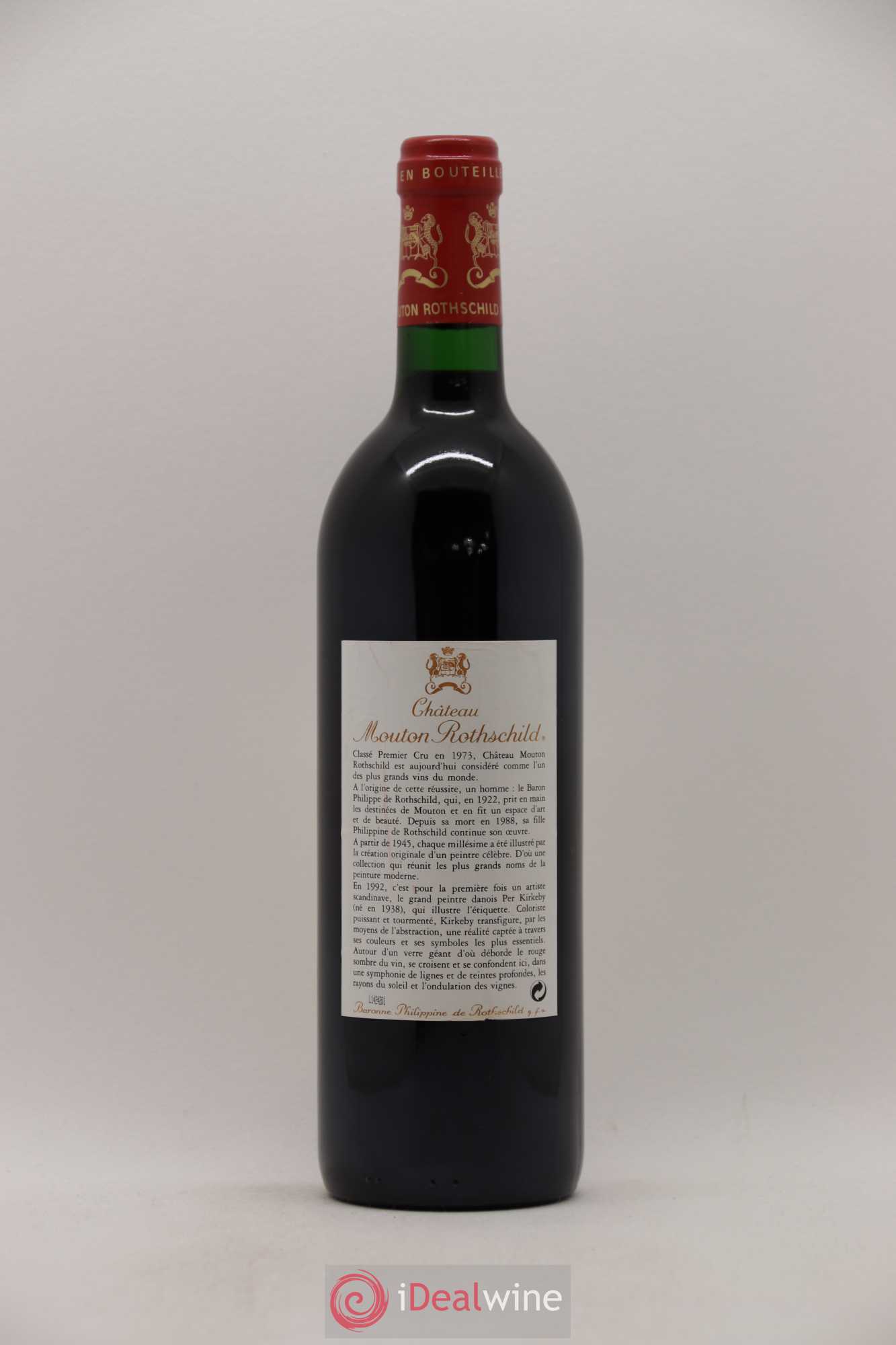 Château Mouton Rothschild 1er Grand Cru Classé 1992 - Lot de 1 bouteille - 1