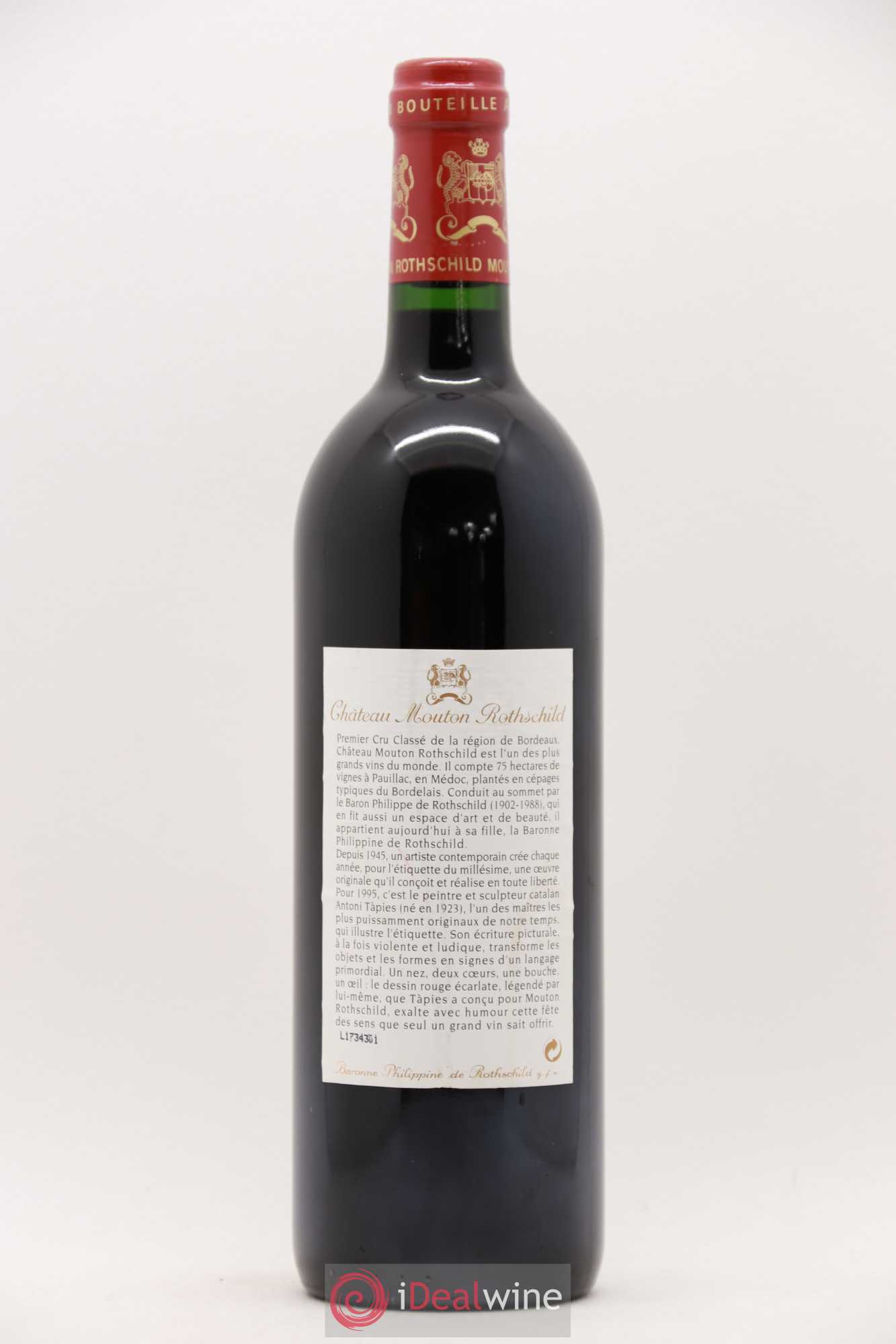 Château Mouton Rothschild 1er Grand Cru Classé 1995 - Lot de 1 bouteille - 1