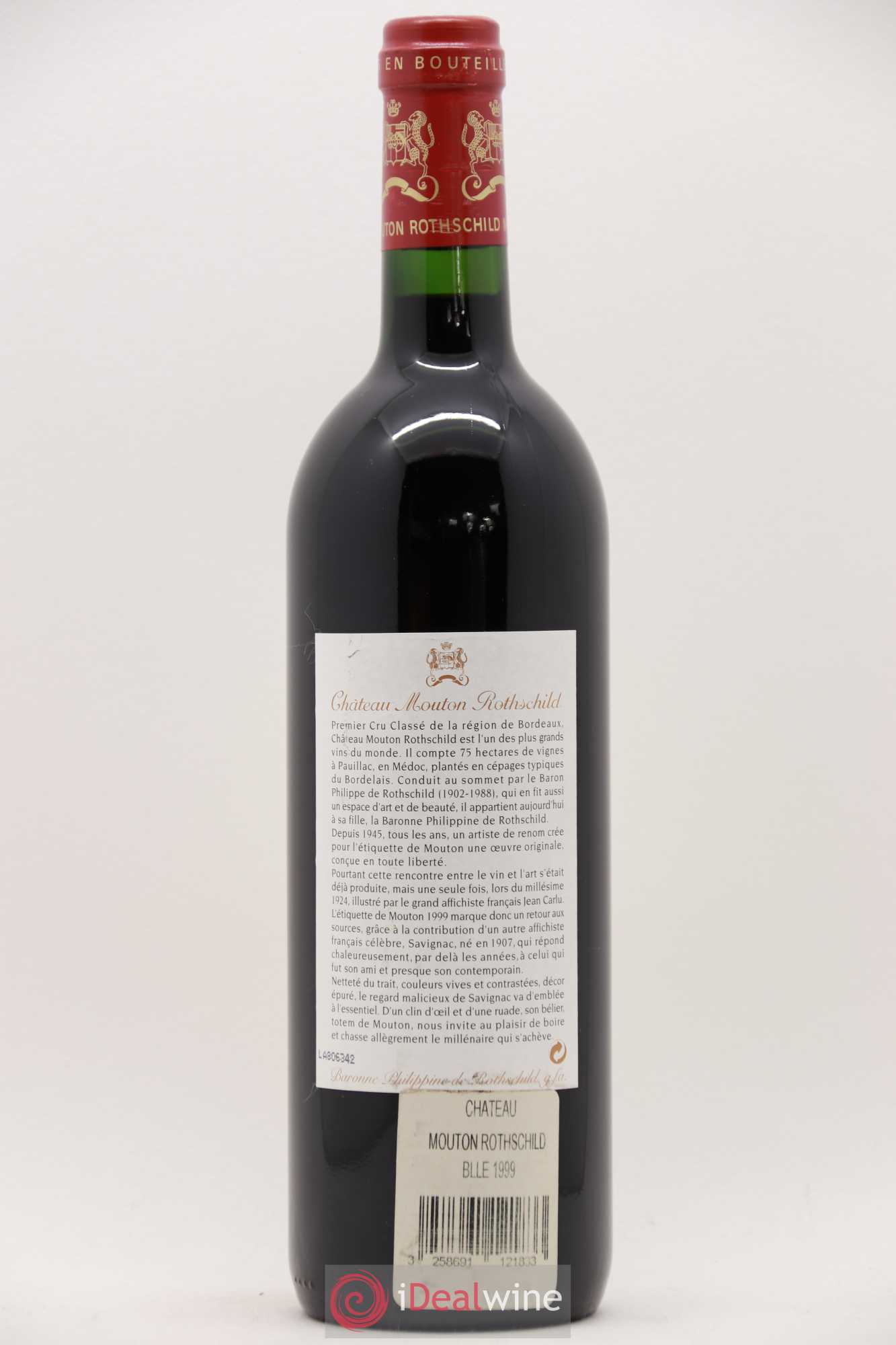 Château Mouton Rothschild 1er Grand Cru Classé 1999 - Lot de 1 bouteille - 1