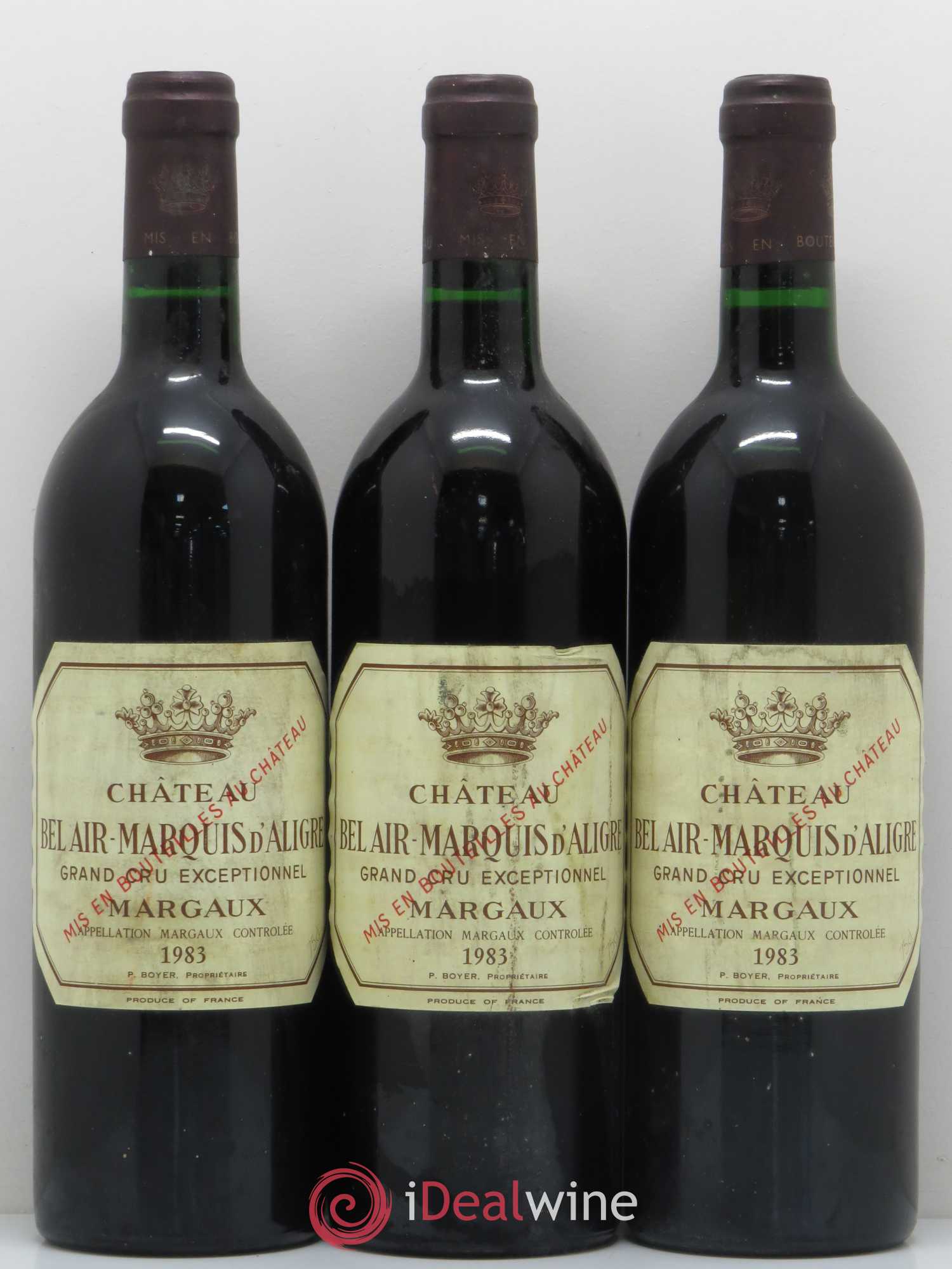 Château Bel Air Marquis d'Aligre 1983 - Lot de 3 bouteilles - 0