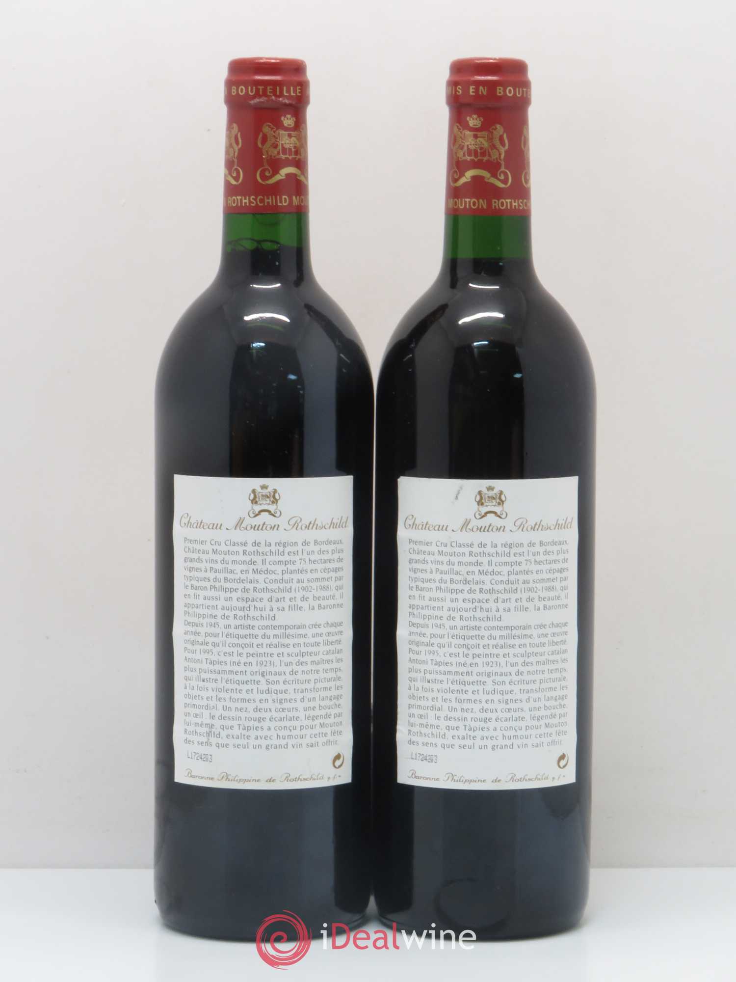 Château Mouton Rothschild 1er Grand Cru Classé 1995 - Lot de 2 bouteilles - 1
