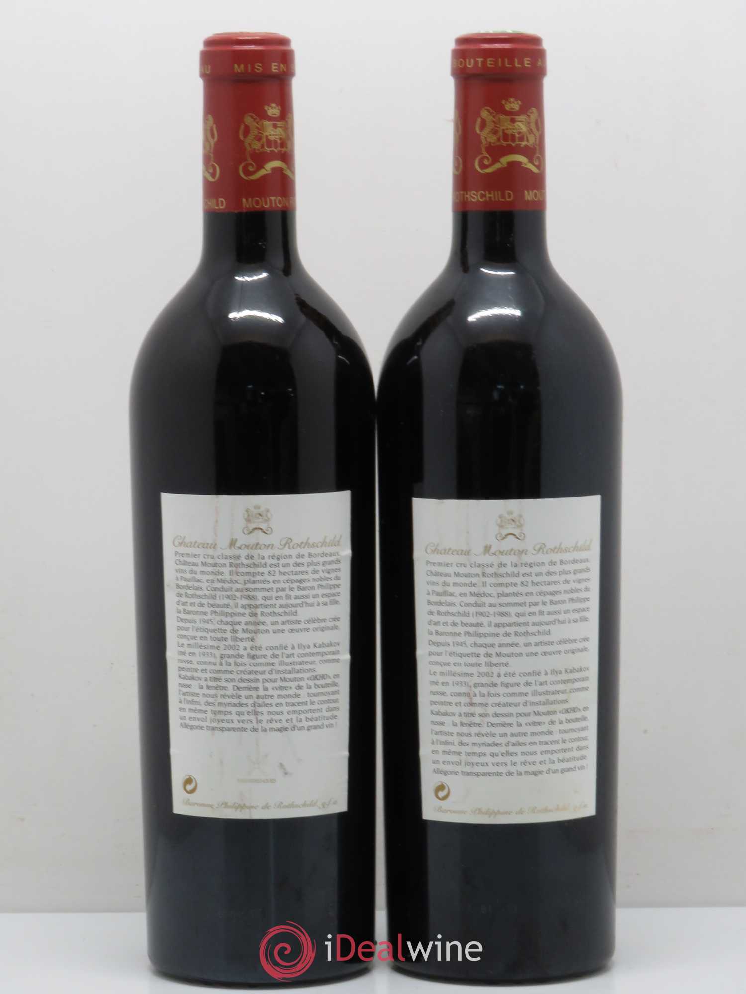 Château Mouton Rothschild 1er Grand Cru Classé 2002 - Lot de 2 bouteilles - 1